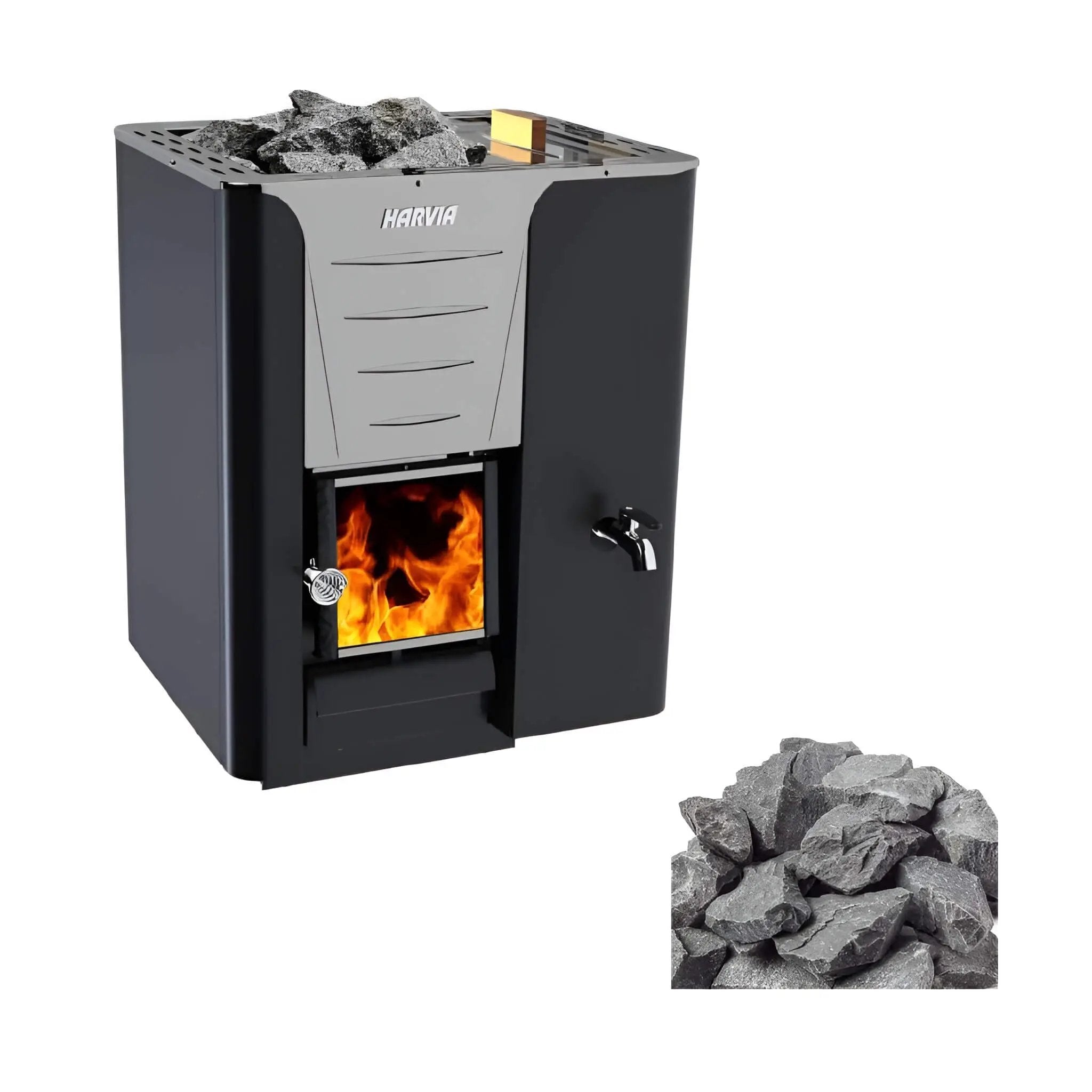 Harvia Pro 20 LS/RS 24.1KW Sauna Wood Stove With Water Tank & Sauna Stones [WK200LS/RS] (SAK27456) by SAKSBY WHOLESALE