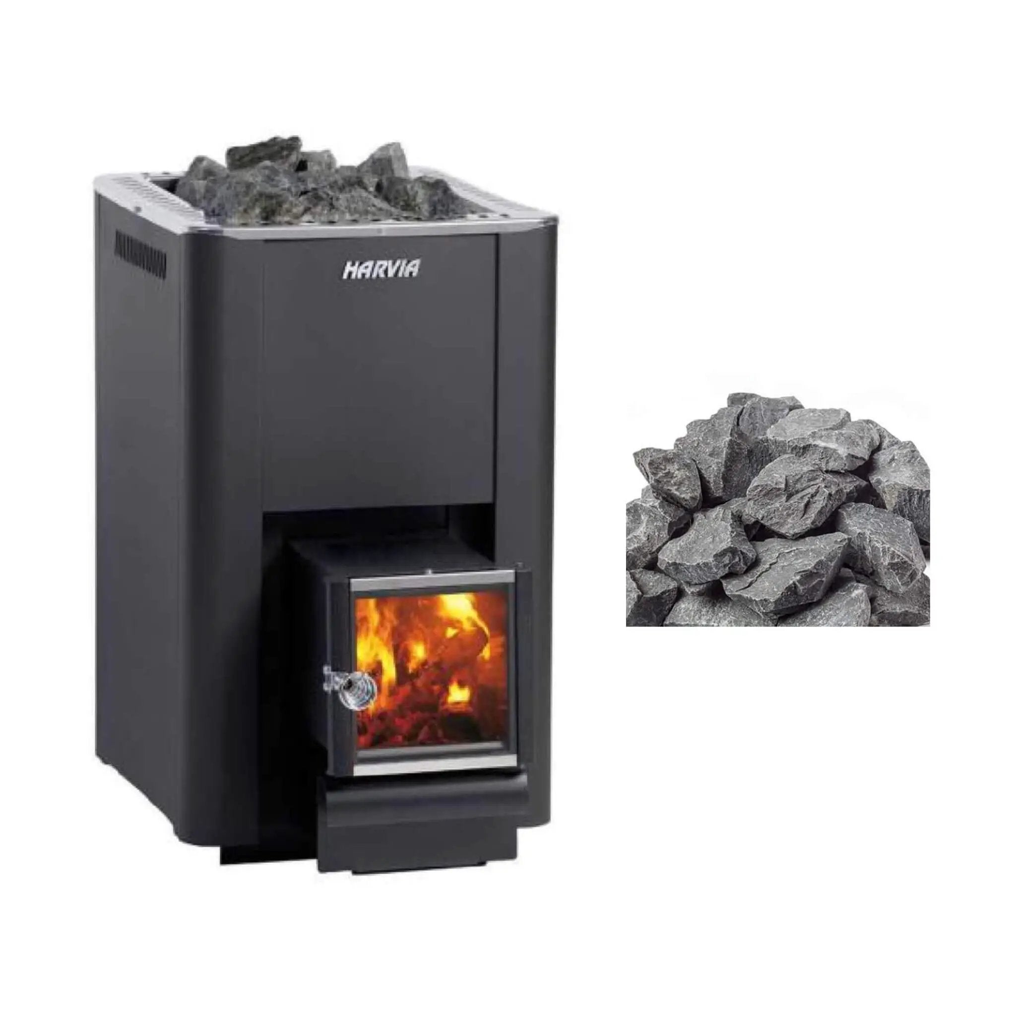 Harvia Pro 20 SL 24.1 KW Wood-Burning Sauna Stove With Exterior Feed & Sauna Stones [WKPR20SLM] (SAK73985) by SAKSBY WHOLESALE