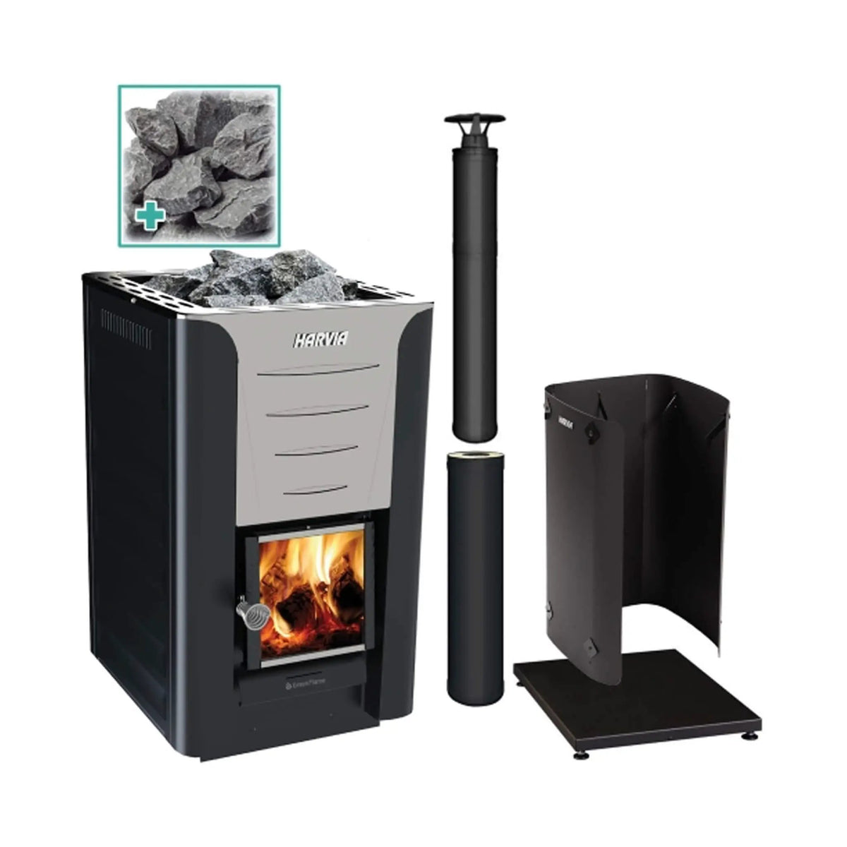 Harvia Pro 20 Premium Wood-Burning Sauna Heater Stove Package [PRO20-PKG] (SAK15748) by SAKSBY WHOLESALE