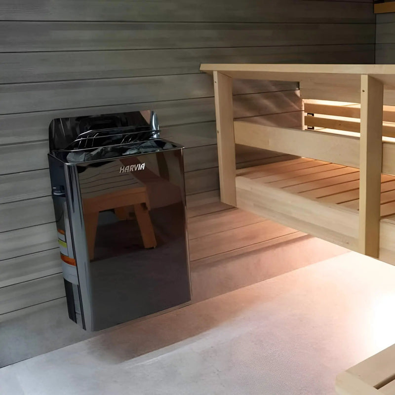 Harvia The Wall Stainless Steel Built-In Wall Mount Sauna Heater With Illuminated Controls & Sauna Stones [SW60/80] (SAK21467) by SAKSBY WHOLESALE