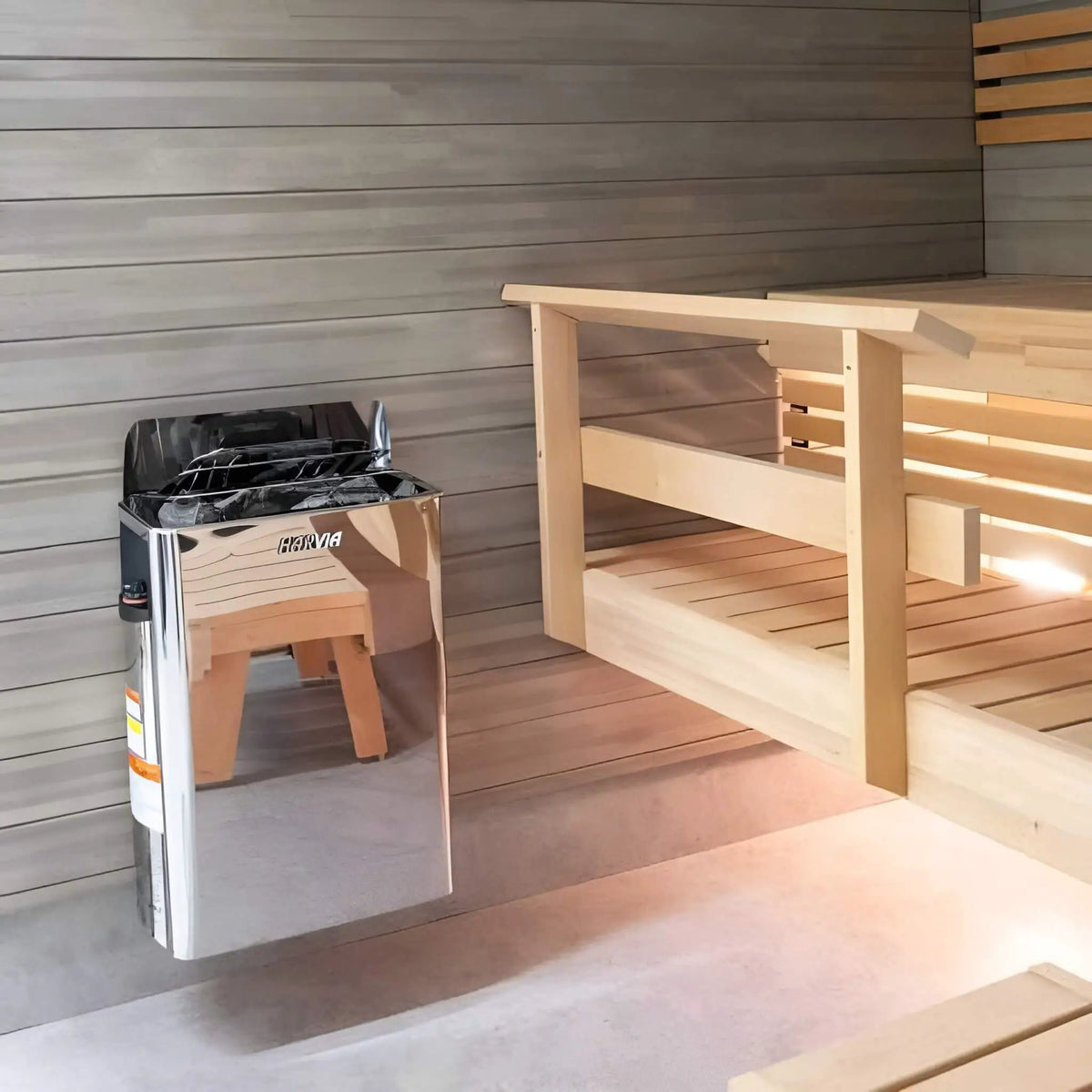 Harvia The Wall Stainless Steel Built-In Wall Mount Sauna Heater With Illuminated Controls & Sauna Stones [SW60/80] (SAK21467) by SAKSBY WHOLESALE
