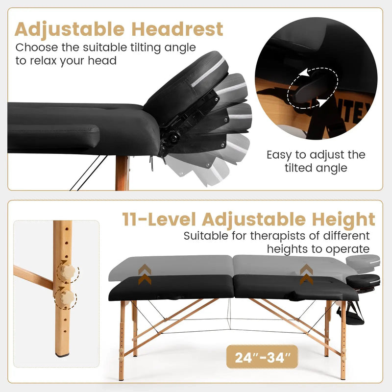 Portable Adjustable Facial Spa Bed with Carry Case by DirectDeals