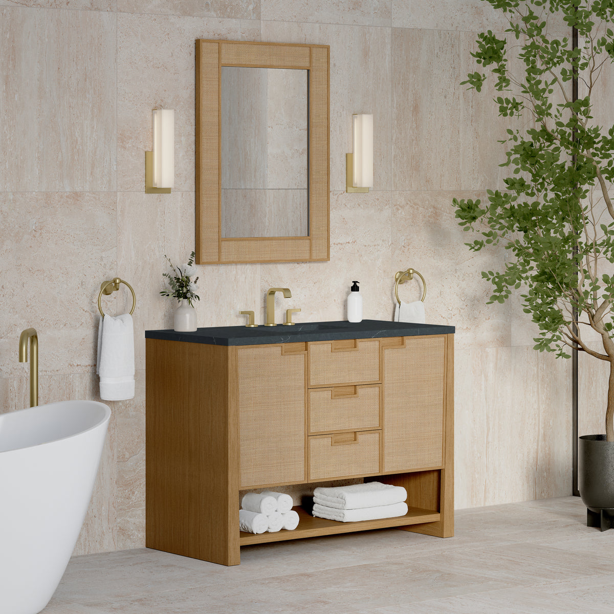 James Martin Solene 48" Single Bathroom Vanity, Seaside Oak, view 34