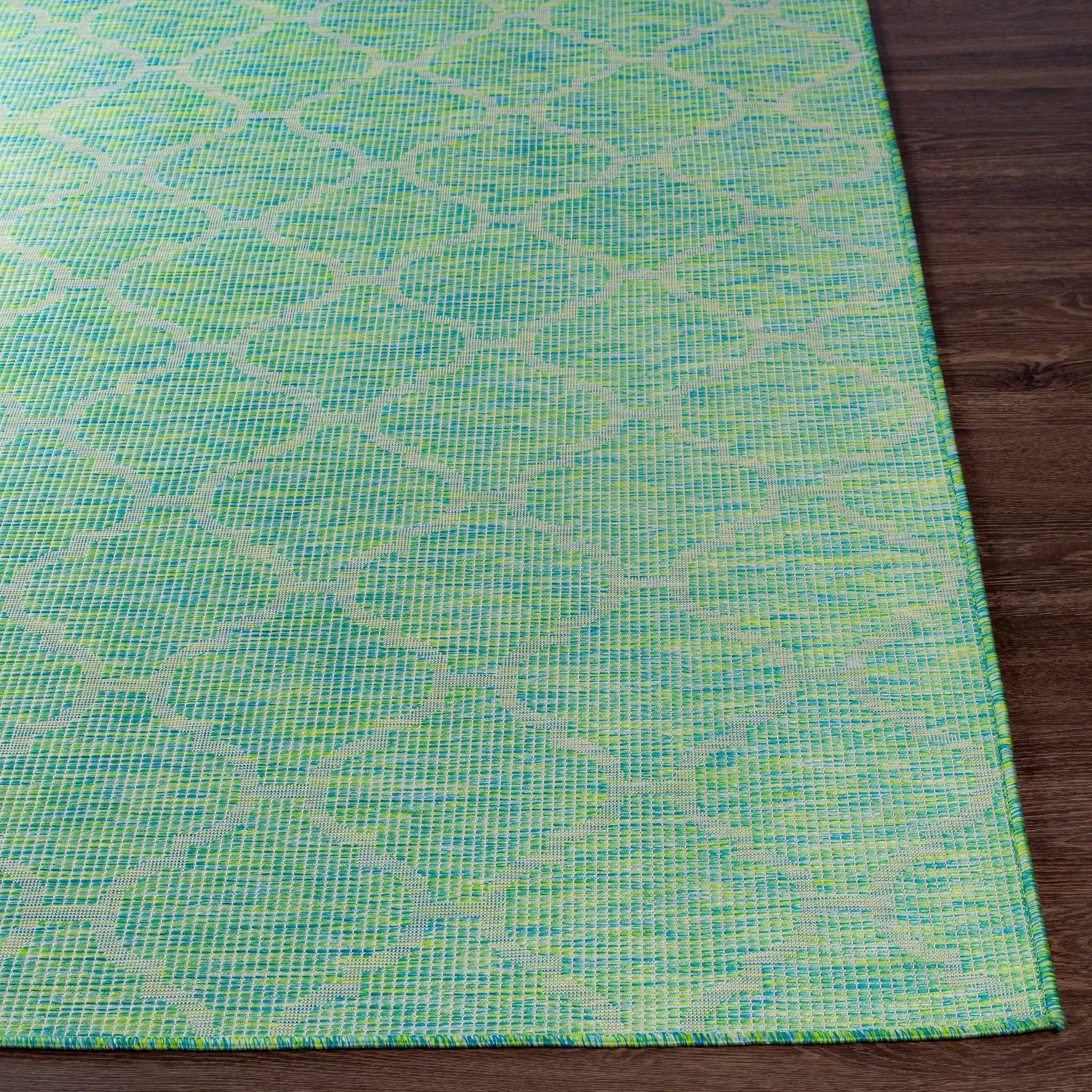 Unique Outdoor Trellis Area Rug, Lime Green - Clearance by Boutique Rugs