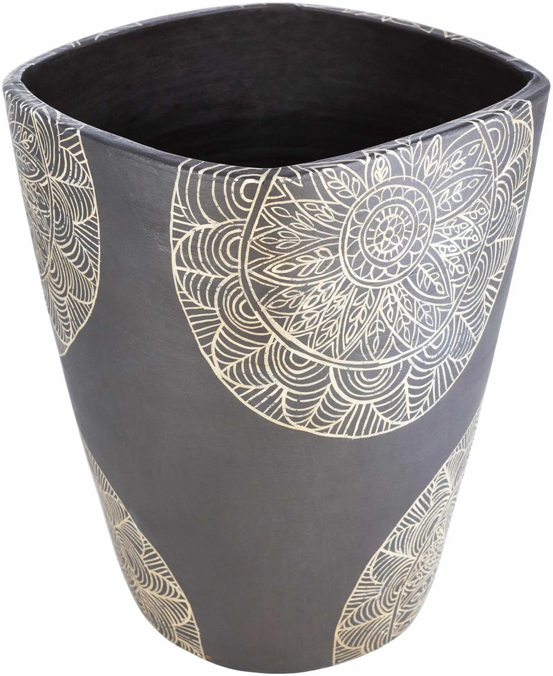 Hearst Terracotta Geometric Black Planter - Clearance by Boutique Rugs
