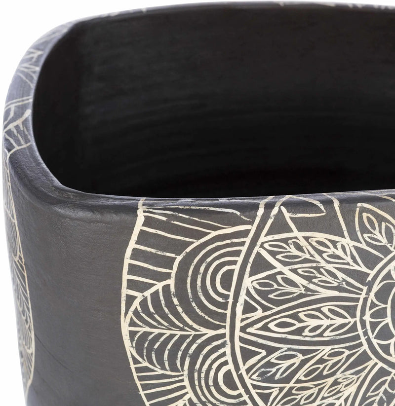 Hearst Terracotta Geometric Black Planter - Clearance by Boutique Rugs