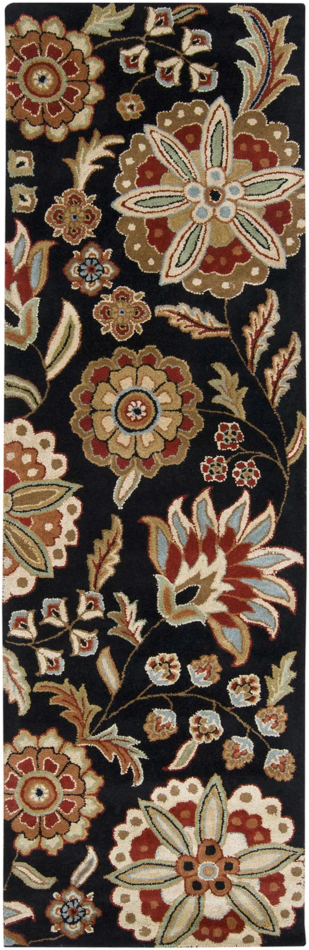 Heaters Black Floral Wool Carpet by Boutique Rugs