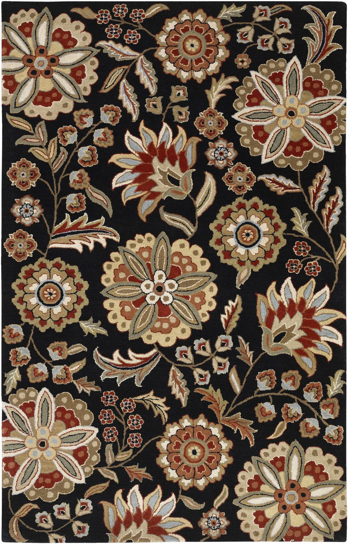 Heaters Black Floral Wool Carpet, photo 14 of 20