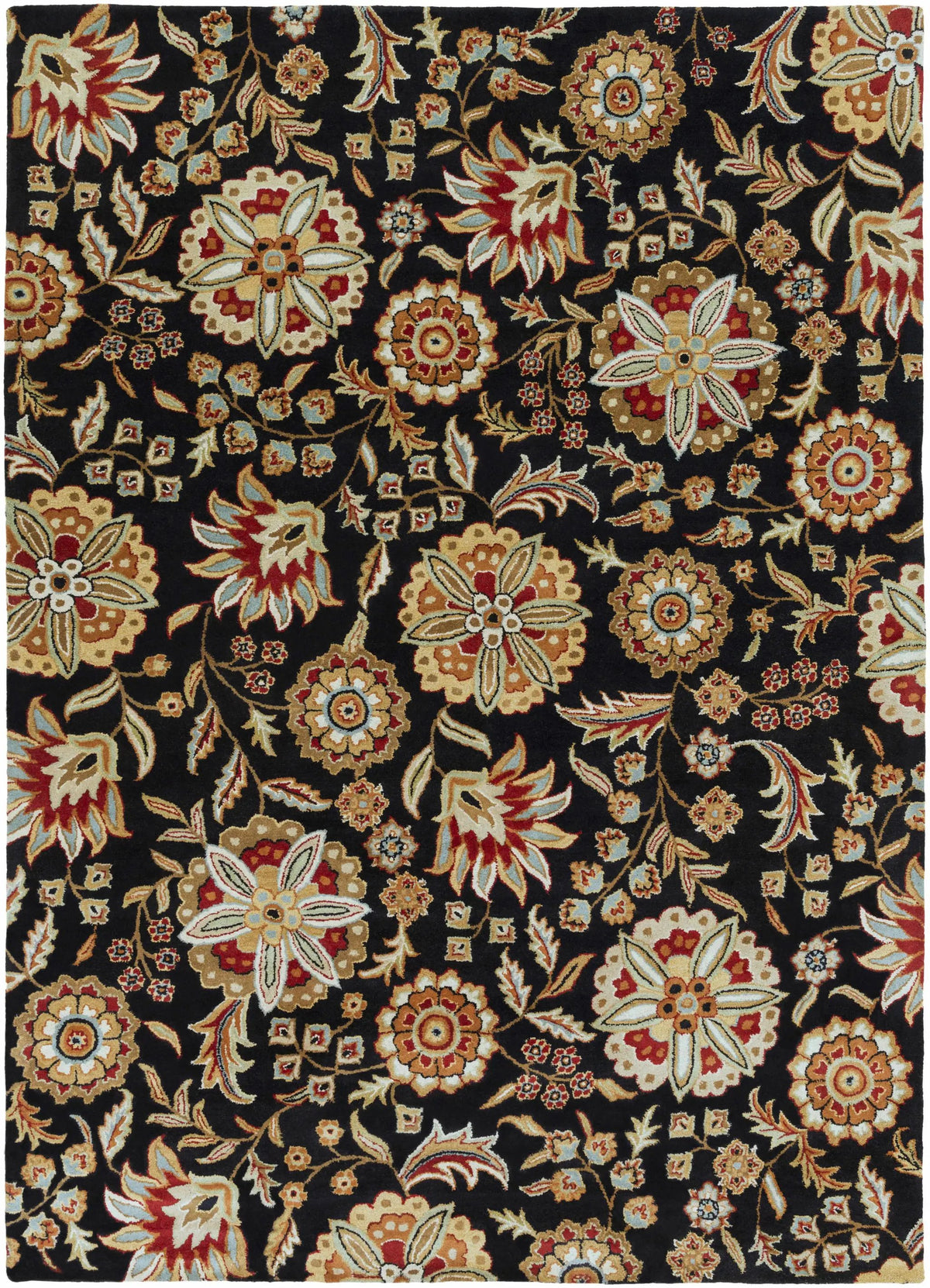 Heaters Black Floral Wool Carpet, photo 13 of 20