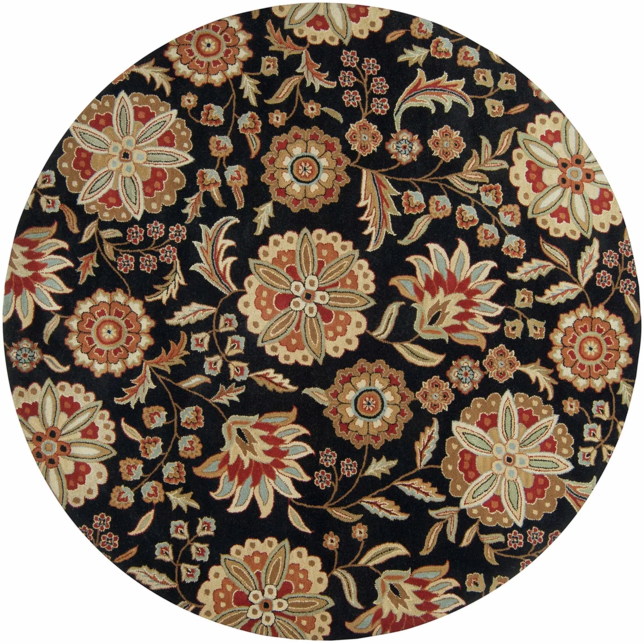 Heaters Black Floral Wool Carpet by Boutique Rugs