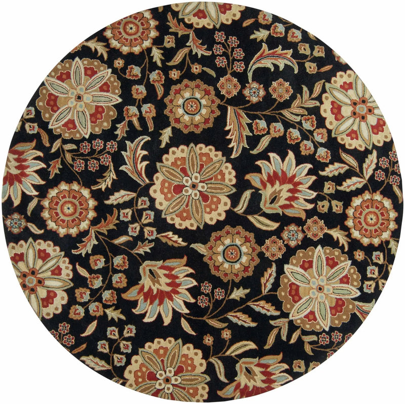 Heaters Black Floral Wool Carpet by Boutique Rugs