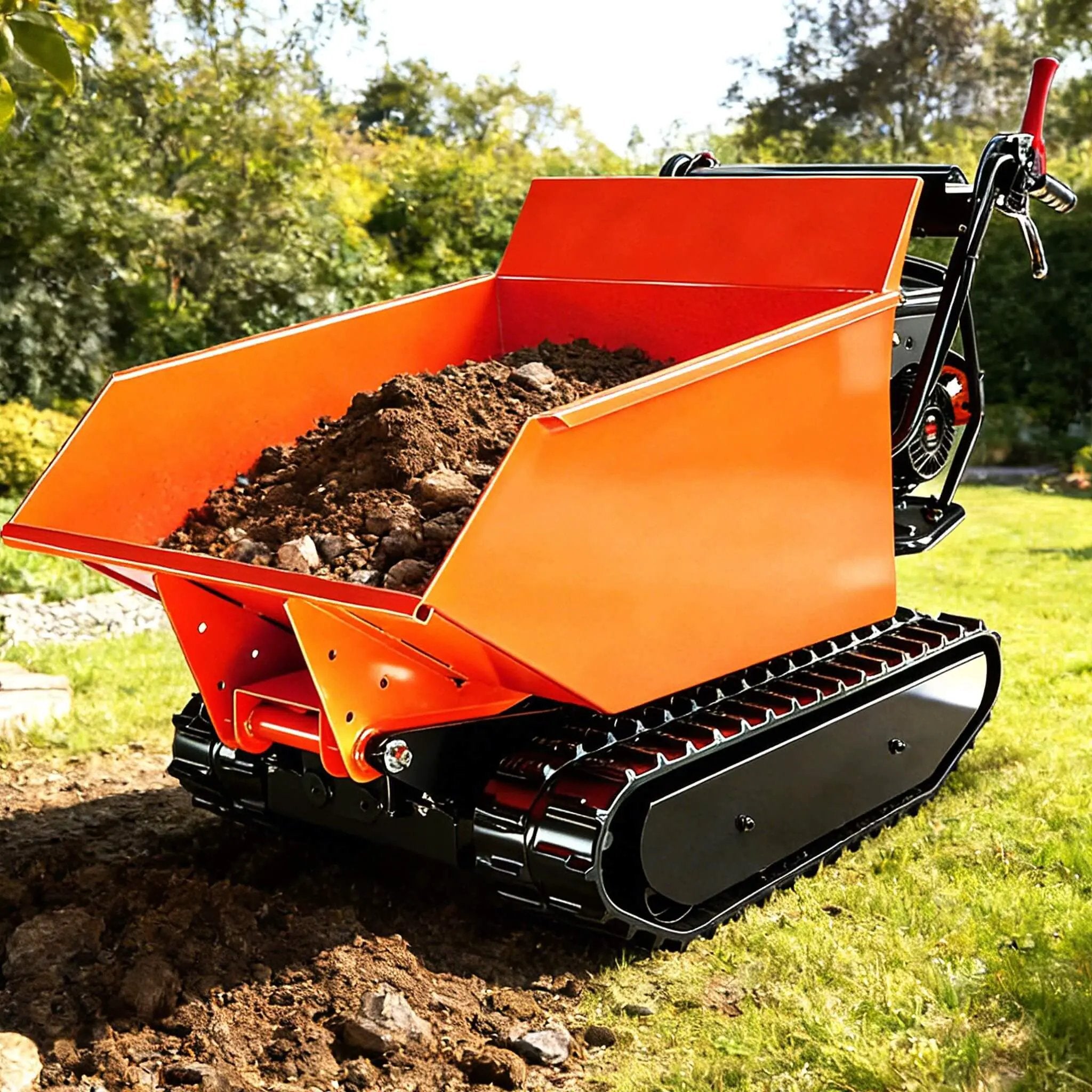 Heavy-Duty 1100LBS 10HP Gas-Powered Track Barrow With Hydraulic Assist (SAK48291) by SAKSBY WHOLESALE