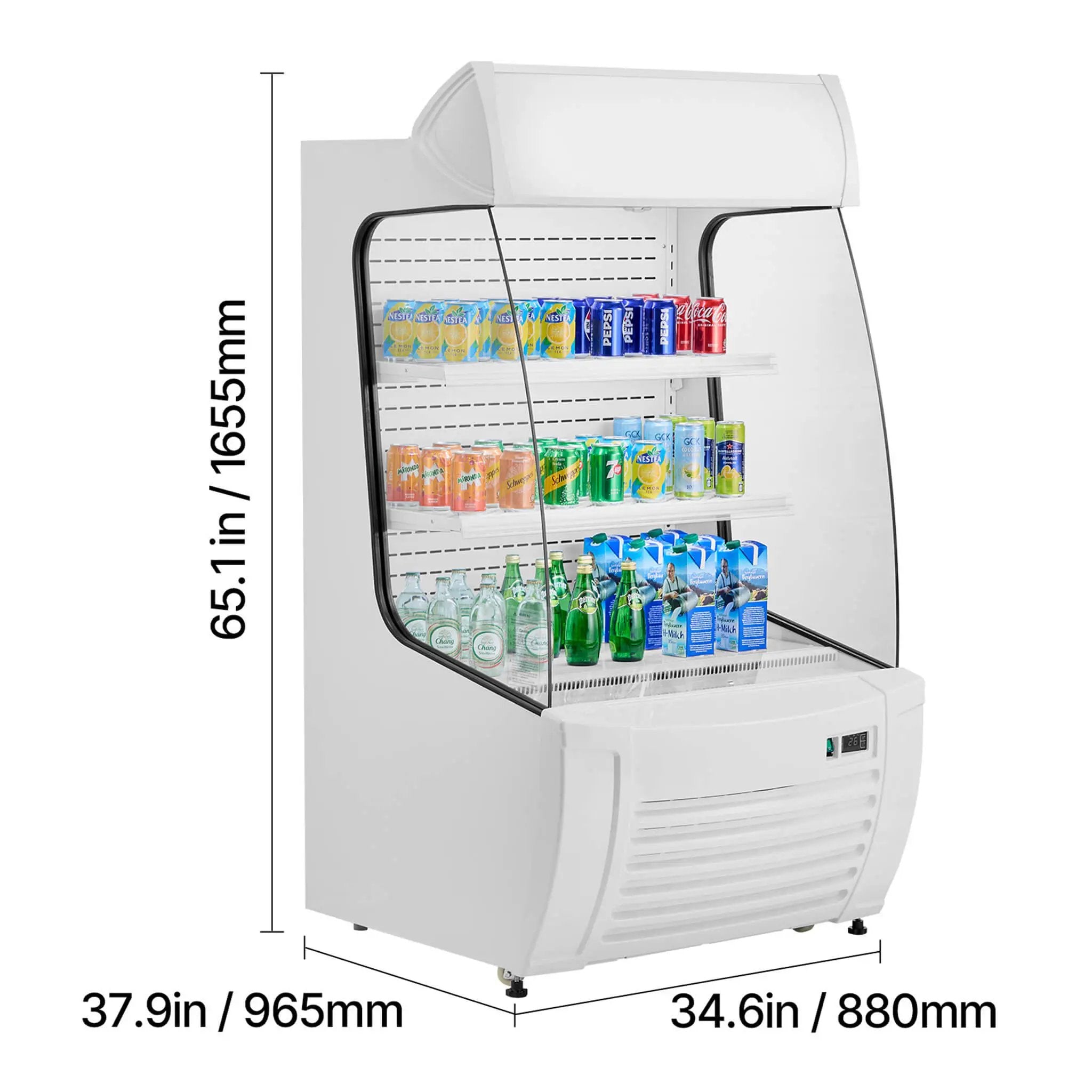 Heavy-Duty 12 Cu.Ft 2-Tier Open-Air Industrial Display Merchandiser Cooler (SAK14832) by SAKSBY WHOLESALE