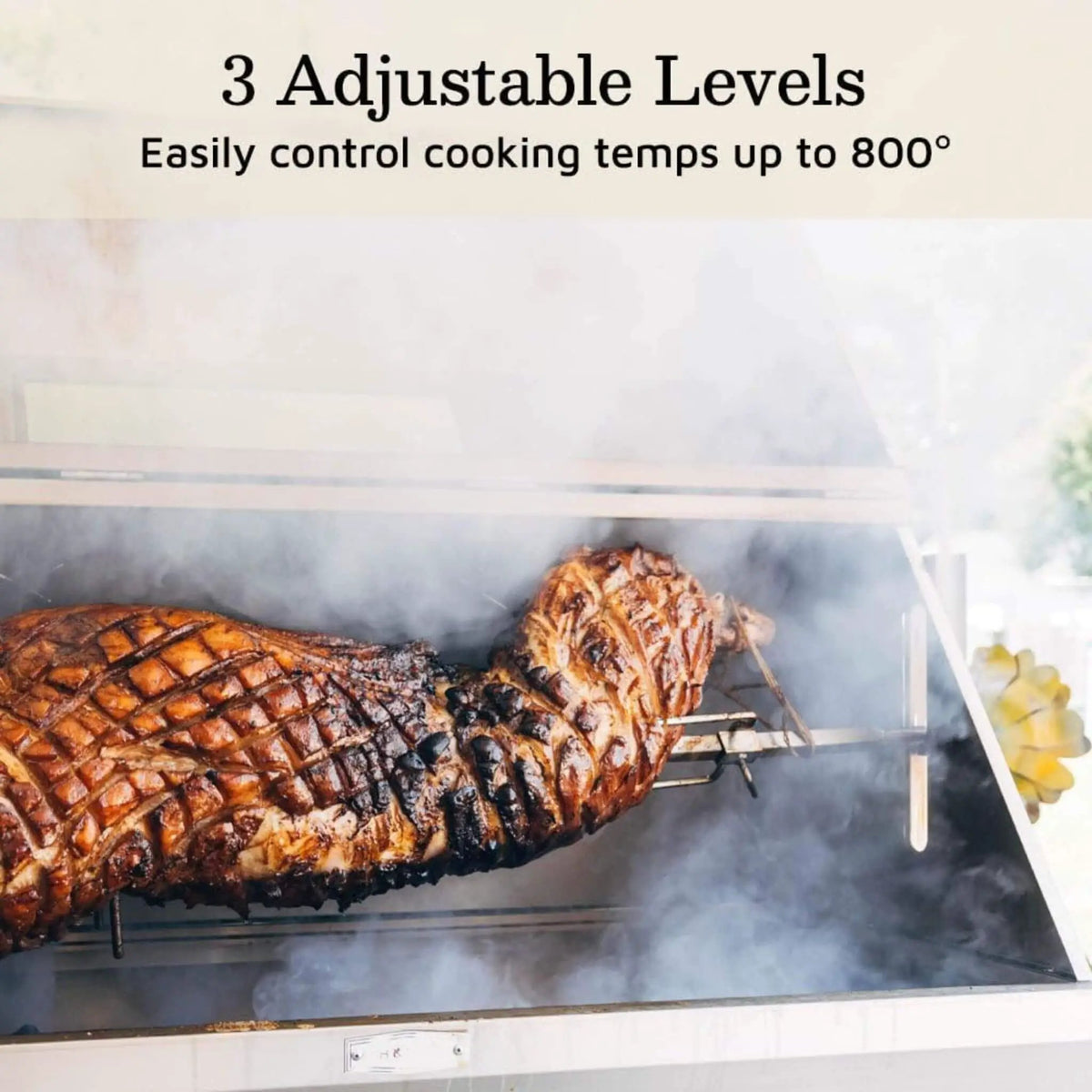 Heavy-Duty Commercial 125 LB Portable Electric Stainless Steel Hooded BBQ Rotisserie Grill With Viewing Window (SAK31975) by SAKSBY WHOLESALE