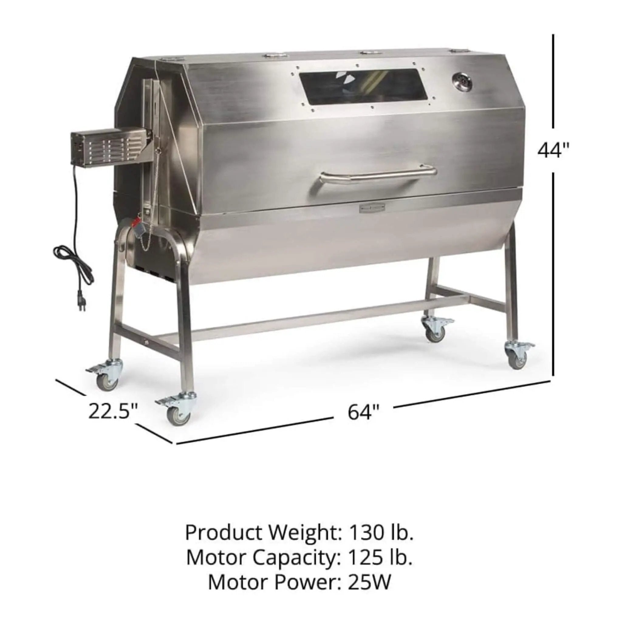 Heavy-Duty Commercial 125 LB Portable Electric Stainless Steel Hooded BBQ Rotisserie Grill With Viewing Window (SAK31975) by SAKSBY WHOLESALE