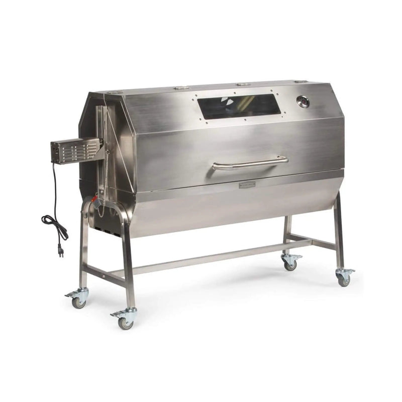 Heavy-Duty Commercial 125 LB Portable Electric Stainless Steel Hooded BBQ Rotisserie Grill With Viewing Window (SAK31975) by SAKSBY WHOLESALE