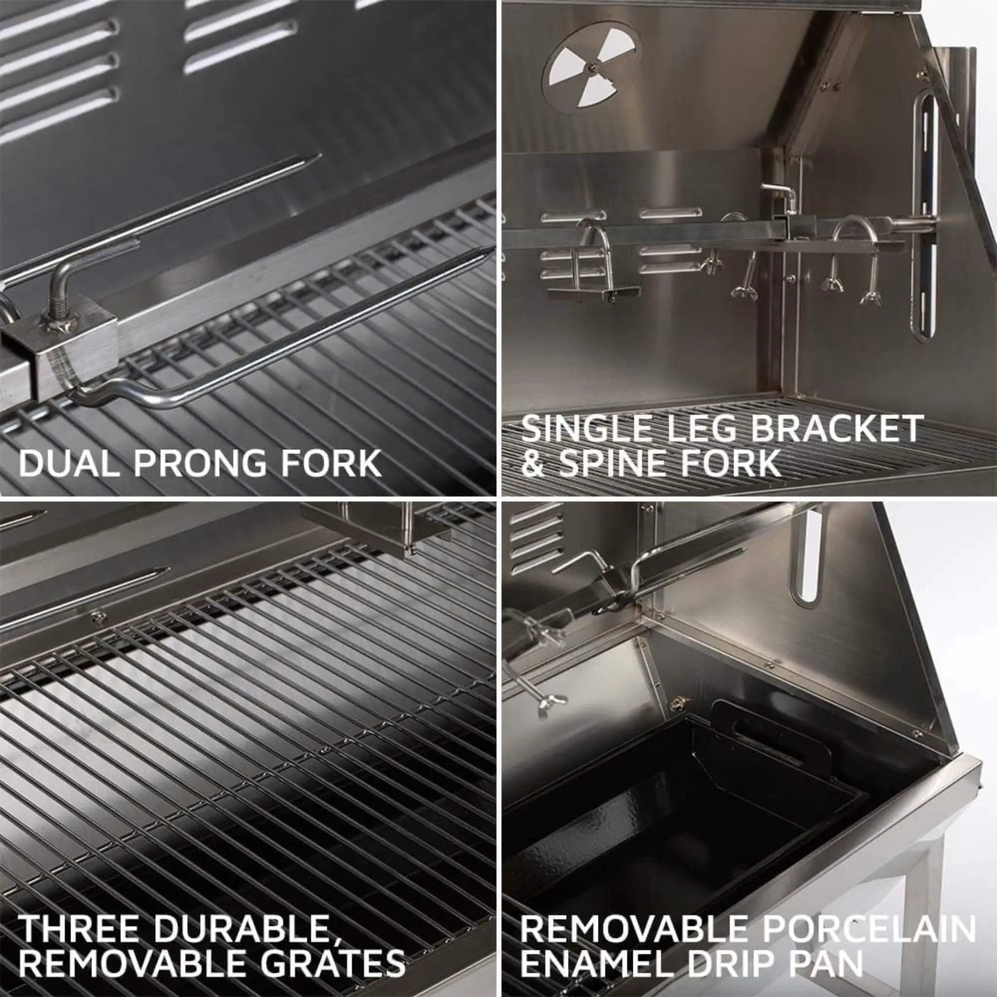 Heavy-Duty Commercial 125 LB Portable Electric Stainless Steel Hooded BBQ Rotisserie Grill With Viewing Window (SAK31975) by SAKSBY WHOLESALE