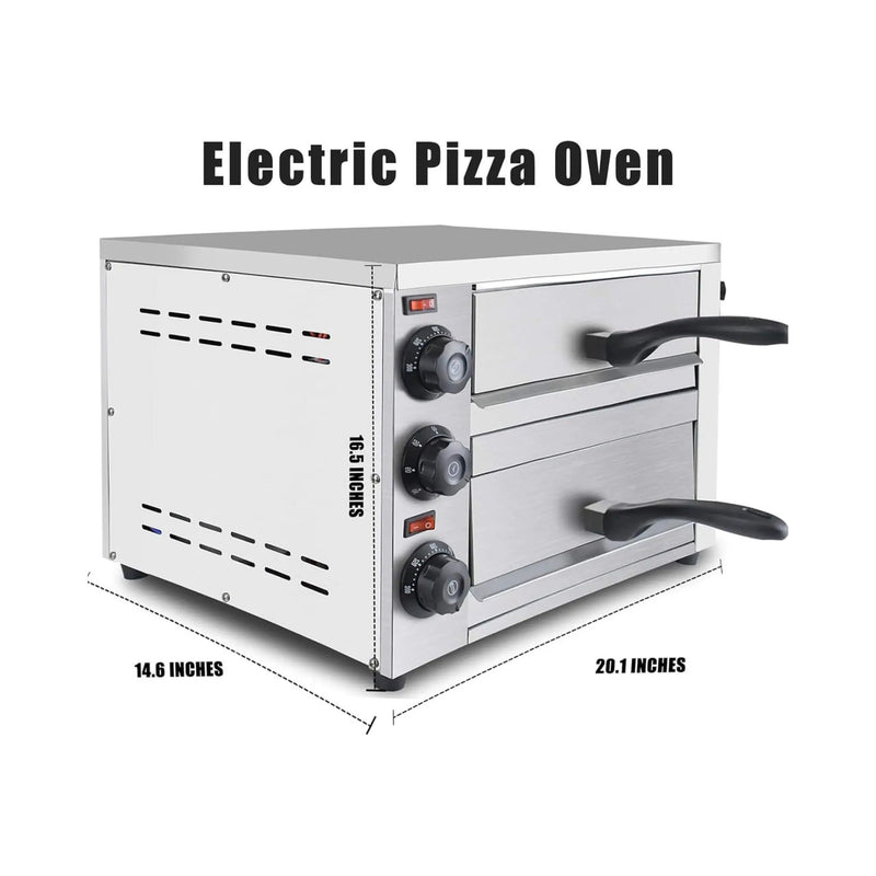 Heavy-Duty 14-Inch Commercial Stainless Steel Electric 2-Tier Tabletop Pizza Oven With Timer (SAK90432) by SAKSBY WHOLESALE