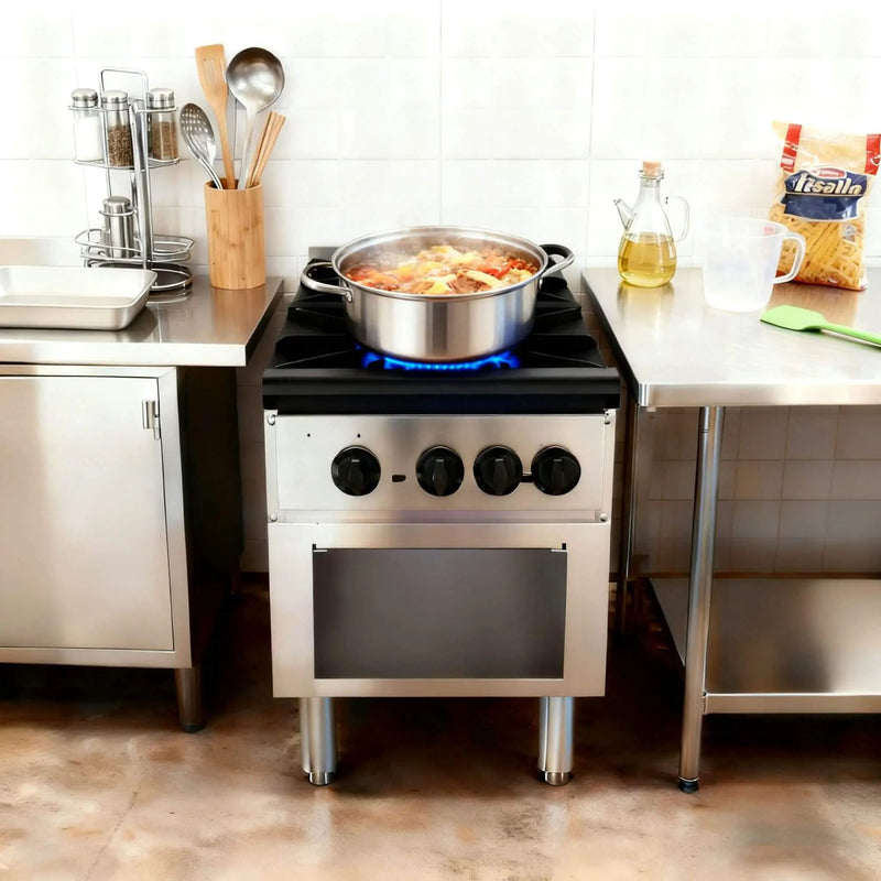 Heavy-Duty 18K BTU Commercial 2-Burner Stainless Steel Gas Stove Range (SAK40721) by SAKSBY WHOLESALE