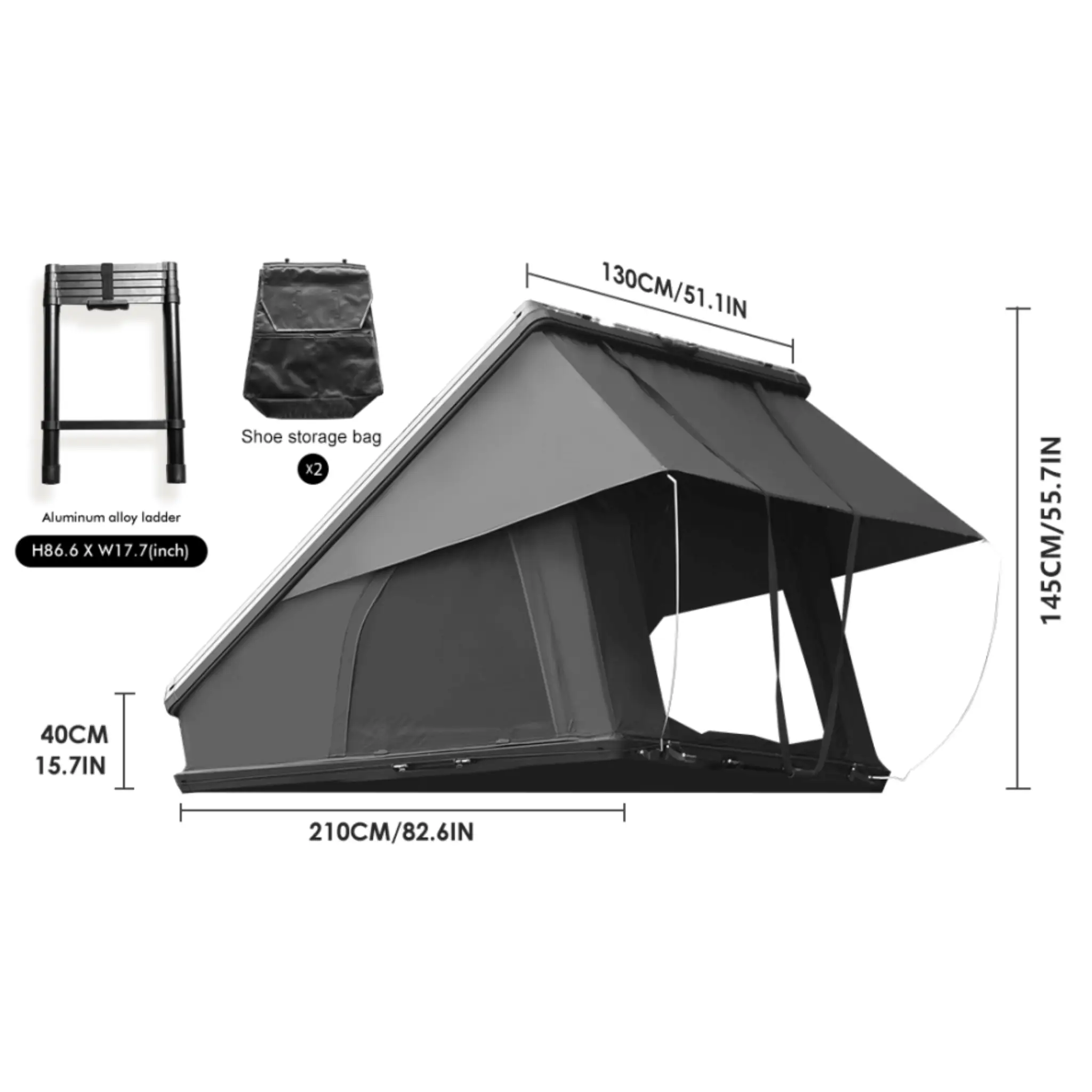 Trailora Altitude Heavy-Duty Hard-Shell Rooftop Tent With Ladder [2-3 Person] (SAK93120) by SAKSBY WHOLESALE