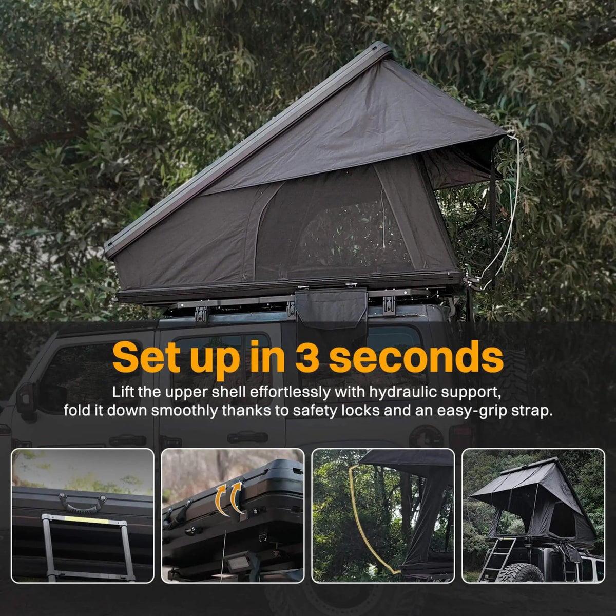 Trailora Altitude Heavy-Duty Hard-Shell Rooftop Tent With Ladder [2-3 Person] (SAK93120) by SAKSBY WHOLESALE