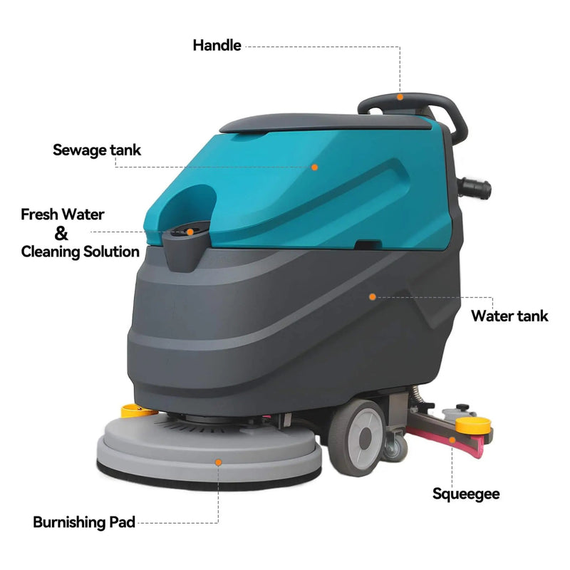 Heavy-Duty 22-Inch Industrial Walk-Behind Floor Scrubber With Squeegee Suction (SAK90834) by SAKSBY WHOLESALE