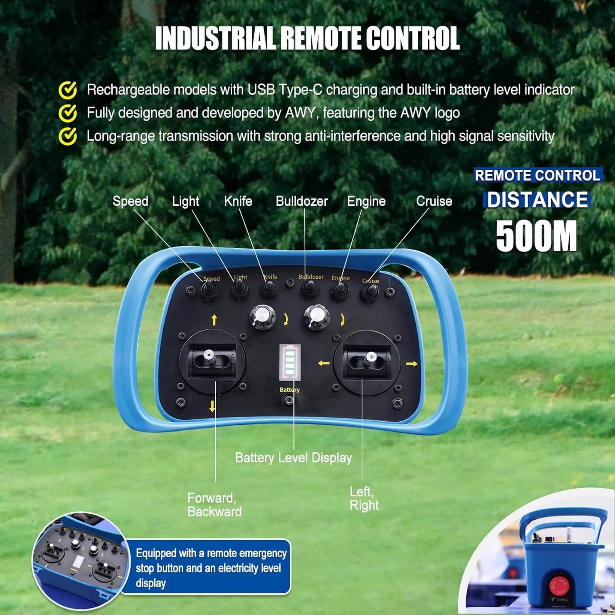 Heavy-Duty 224CC Remote-Controlled Lawn Mower With 21-Inch Deck & Industrial Remote (SAK90831) by SAKSBY WHOLESALE