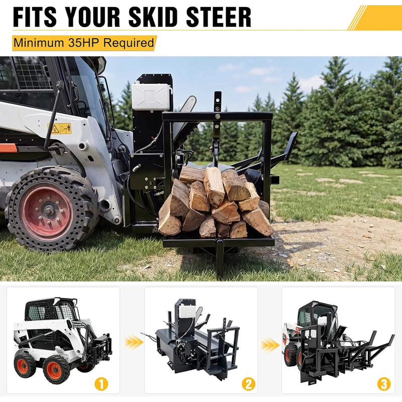 Heavy-Duty 35T All-In-One Firewood Processor And Log Lifter Skid Steer Attachment (SAK37152) by SAKSBY WHOLESALE
