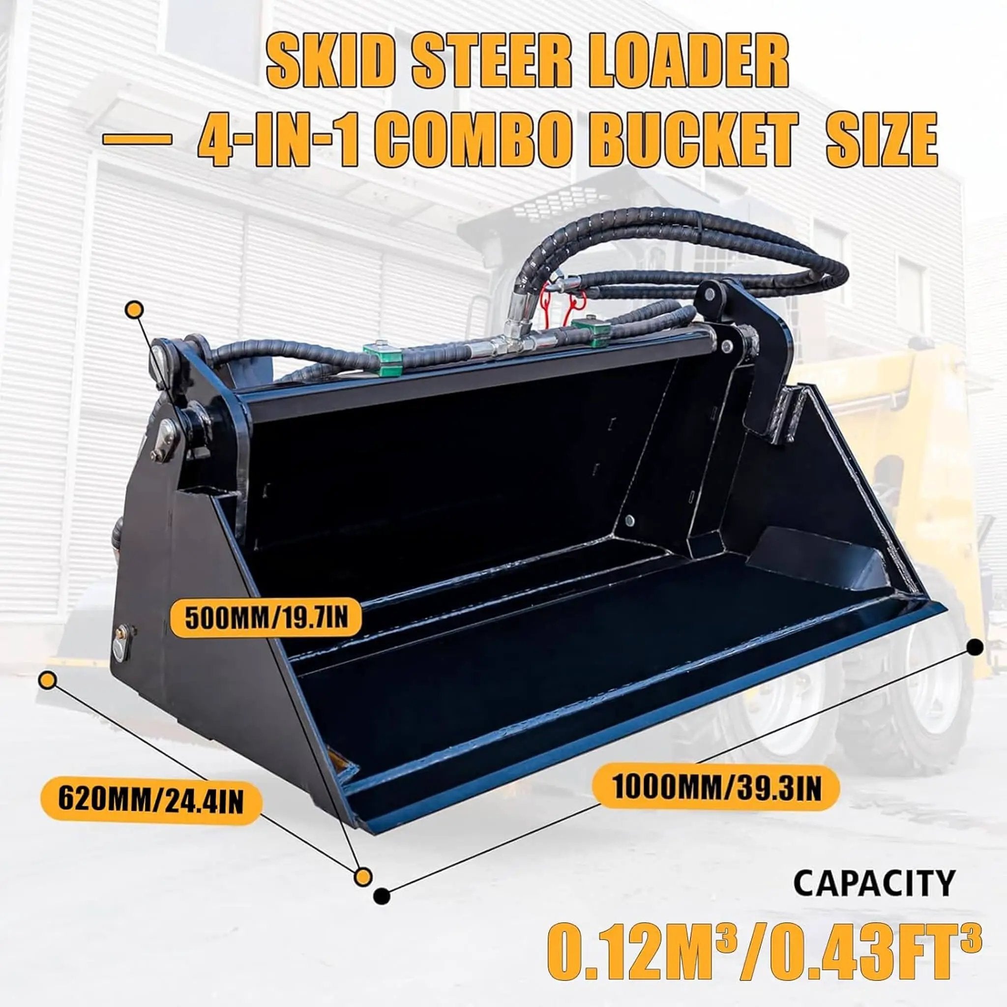 Heavy-Duty 4-In-1 Multipurpose Mini Skid Steer Bucket Combo Attachment (SAK12847) by SAKSBY WHOLESALE