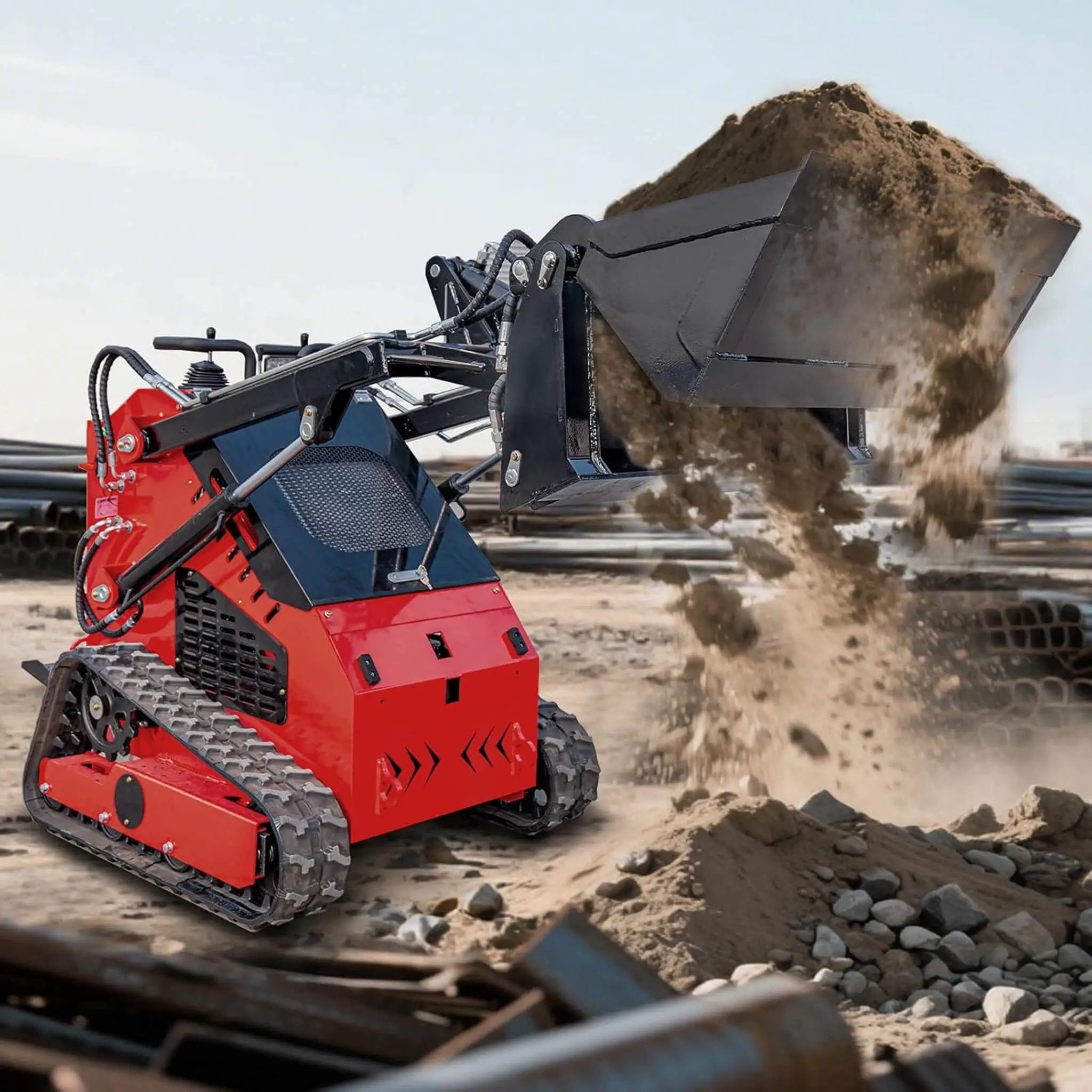 Heavy-Duty 4-In-1 Multipurpose Mini Skid Steer Bucket Combo Attachment (SAK12847) by SAKSBY WHOLESALE