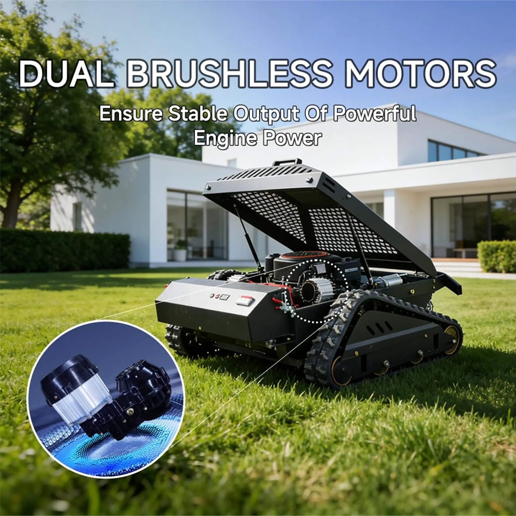 Heavy-Duty 452CC 31-Inch Remote-Controlled Tracked Lawn Mower (SAK38617) by SAKSBY WHOLESALE