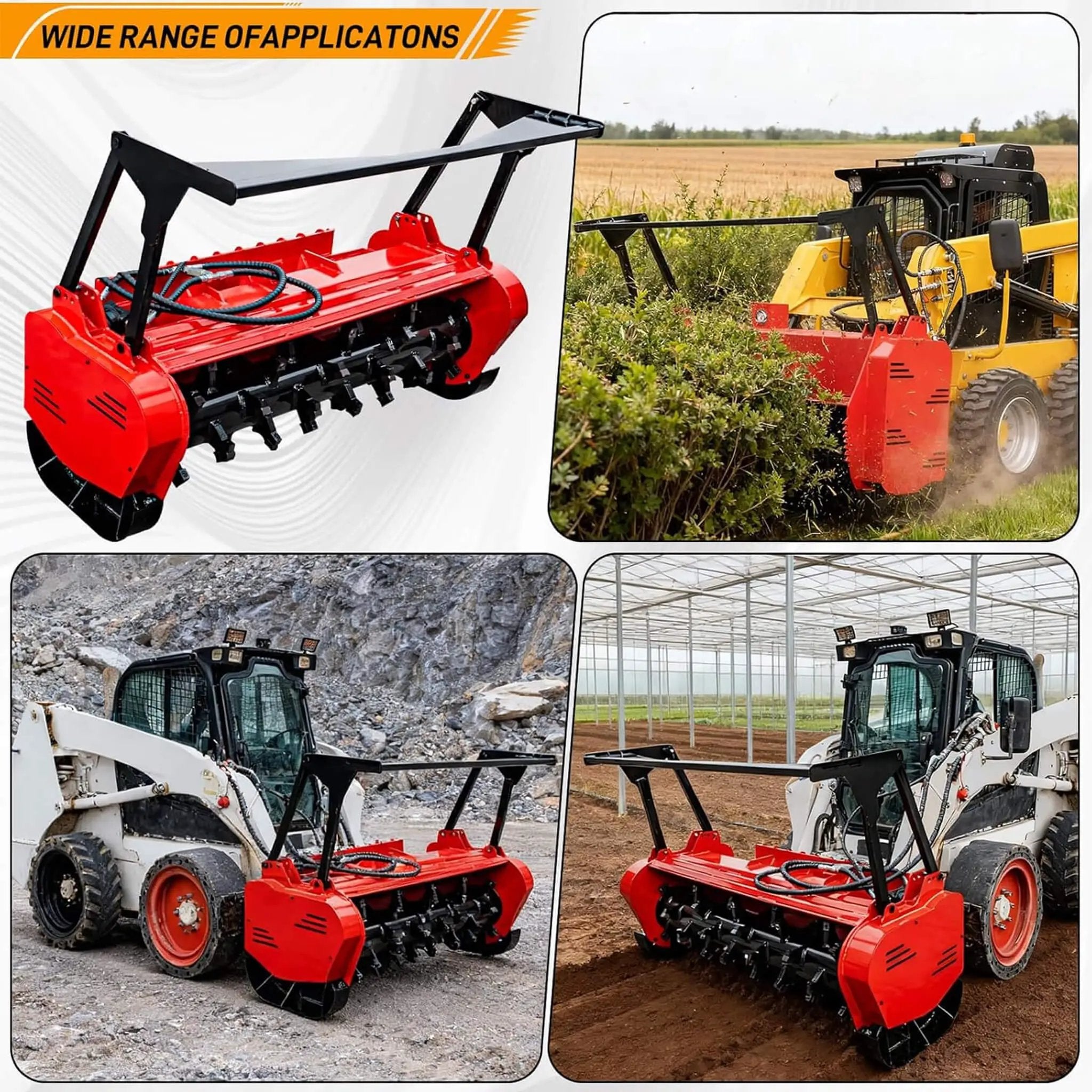 Heavy-Duty 46-Inch Drum Forestry Skid Steer Mulcher Attachment (SAK30495) by SAKSBY WHOLESALE