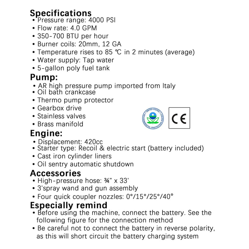 Heavy-Duty 4GPM 4000PSI Commercial Portable Hot Water Pressure Power Washer (SAK26013) by SAKSBY WHOLESALE