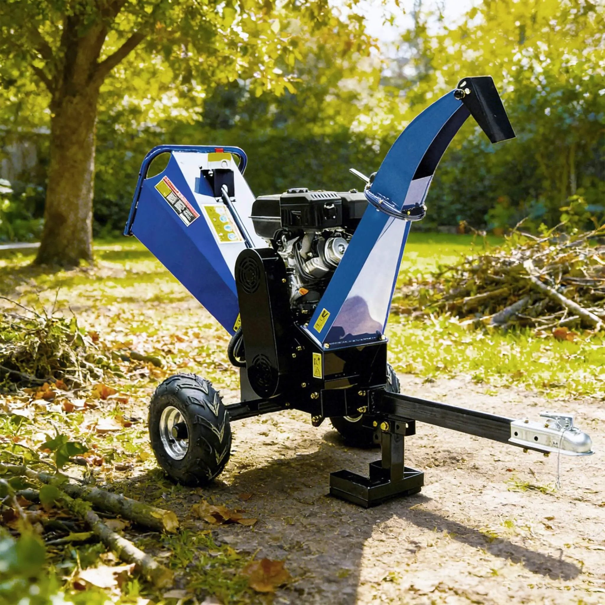 Heavy-Duty 5-Inch 15HP 420CC Gas Drum Wood Chipper Shredder With Electric Start And Tow Hitch (SAK48652) by SAKSBY WHOLESALE