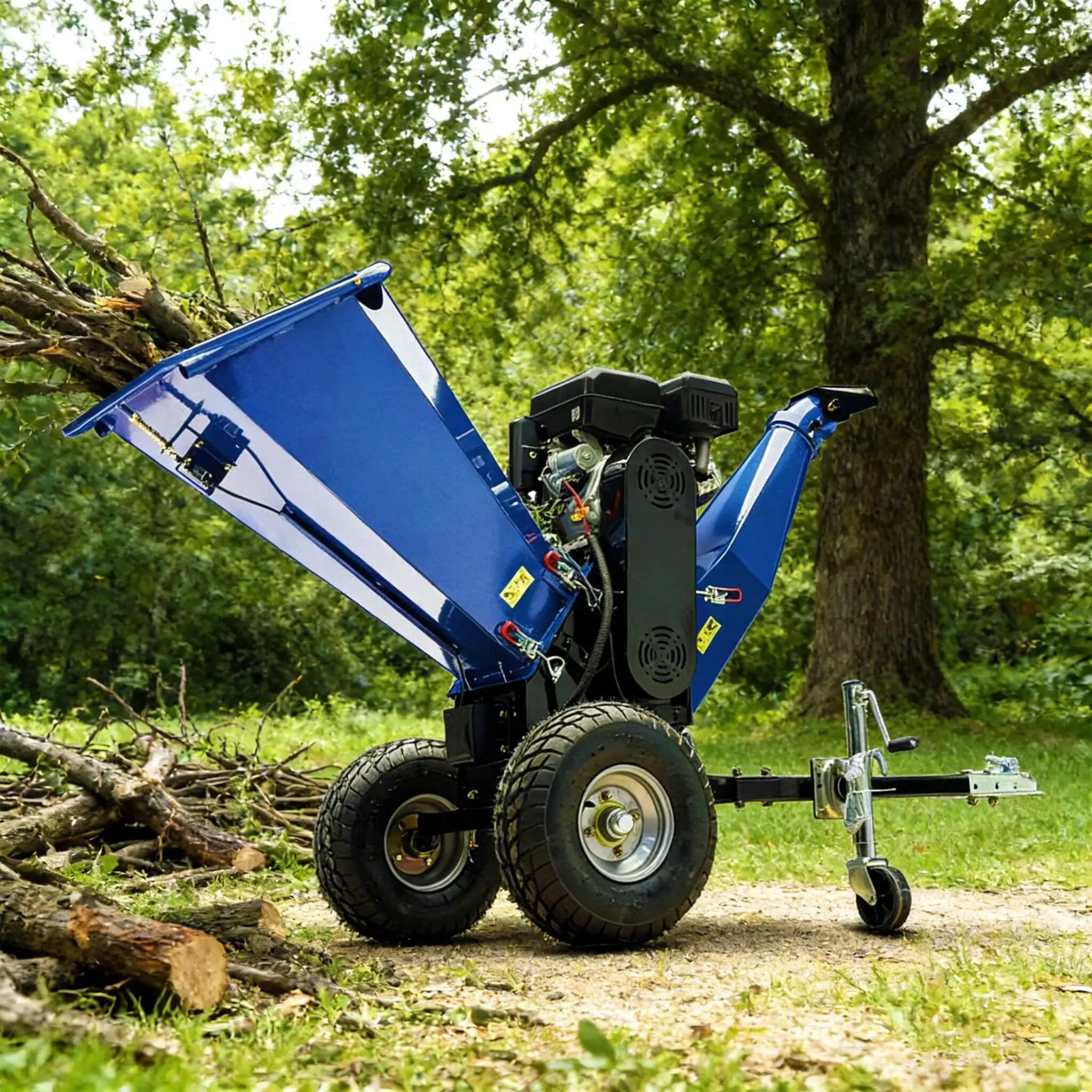 Heavy-Duty 6-Inch 15HP 420CC Towable Gas Drum Wood Chipper Shredder With Electric Start (SAK50896) by SAKSBY WHOLESALE
