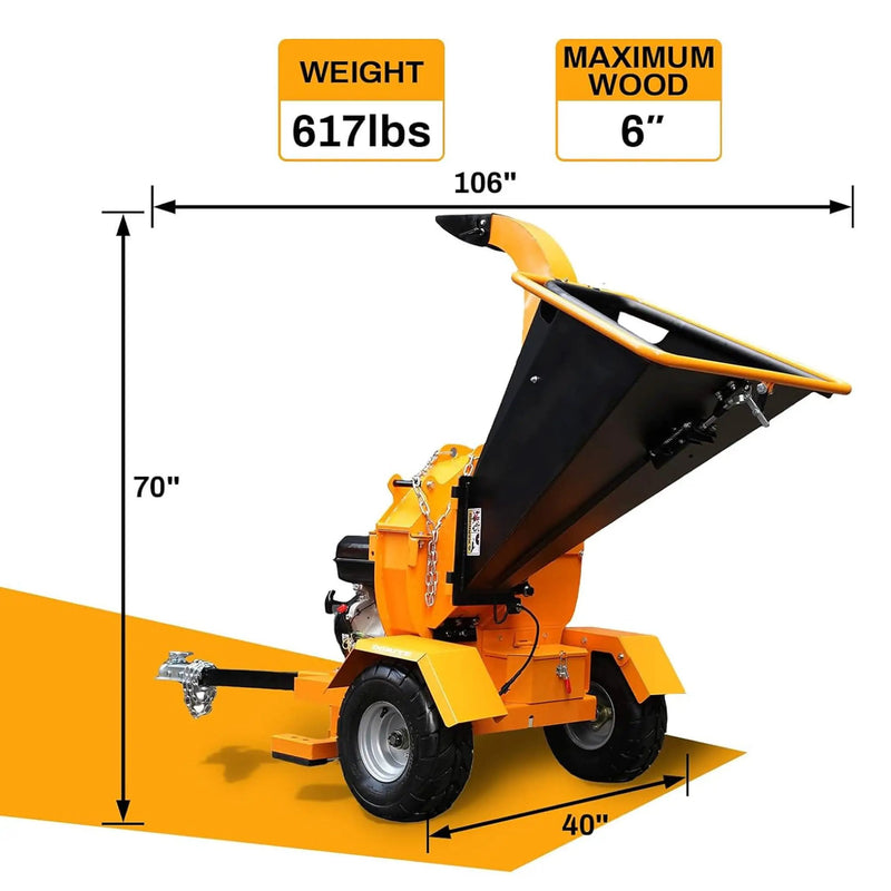 Heavy-Duty 6-Inch 420CC 15HP Towable Gas Wood Chipper Shredder (SAK84602) by SAKSBY WHOLESALE