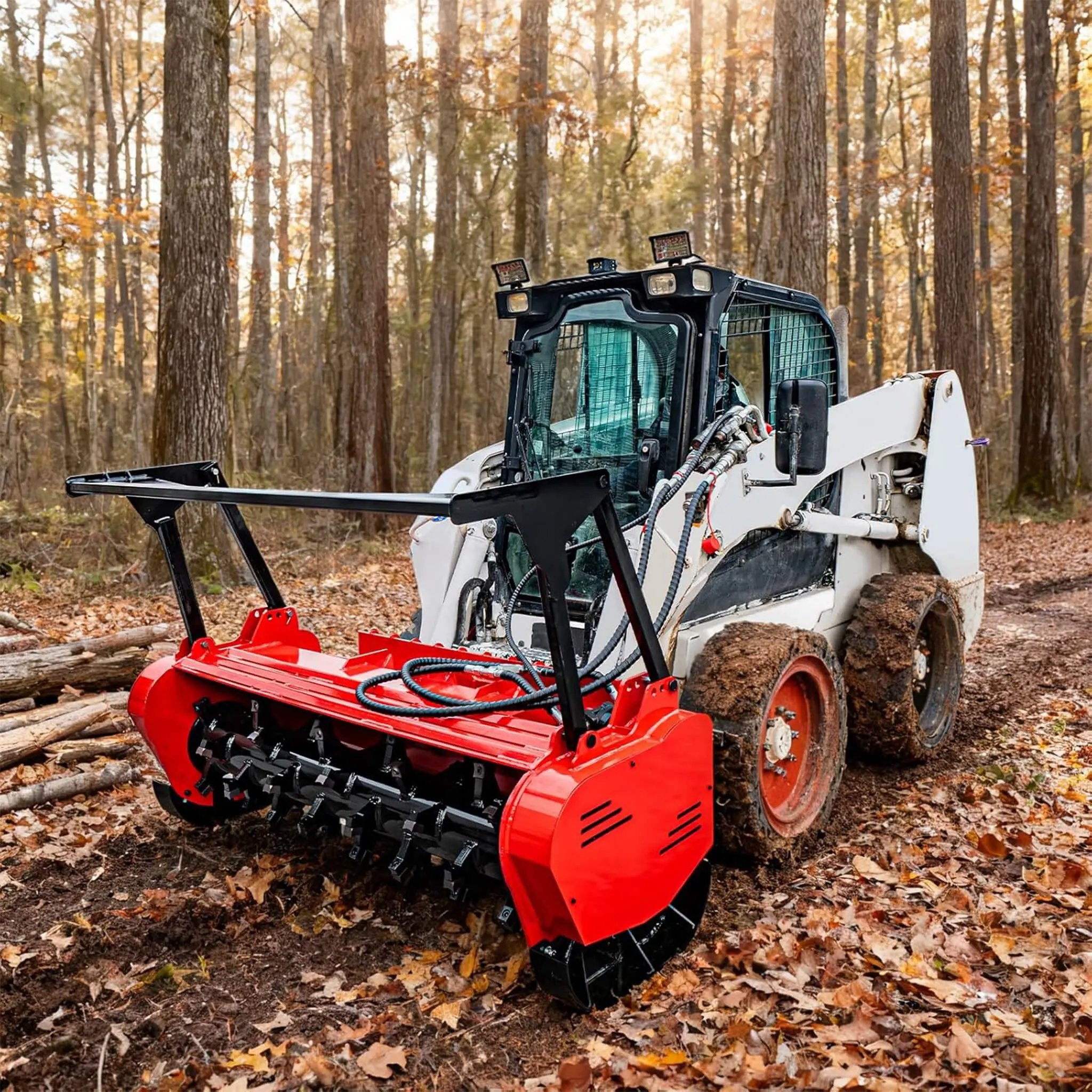 Heavy-Duty 60-Inch Hydraulic Forestry Mulcher Skid Steer Loader Attachment (SAK50792) by SAKSBY WHOLESALE