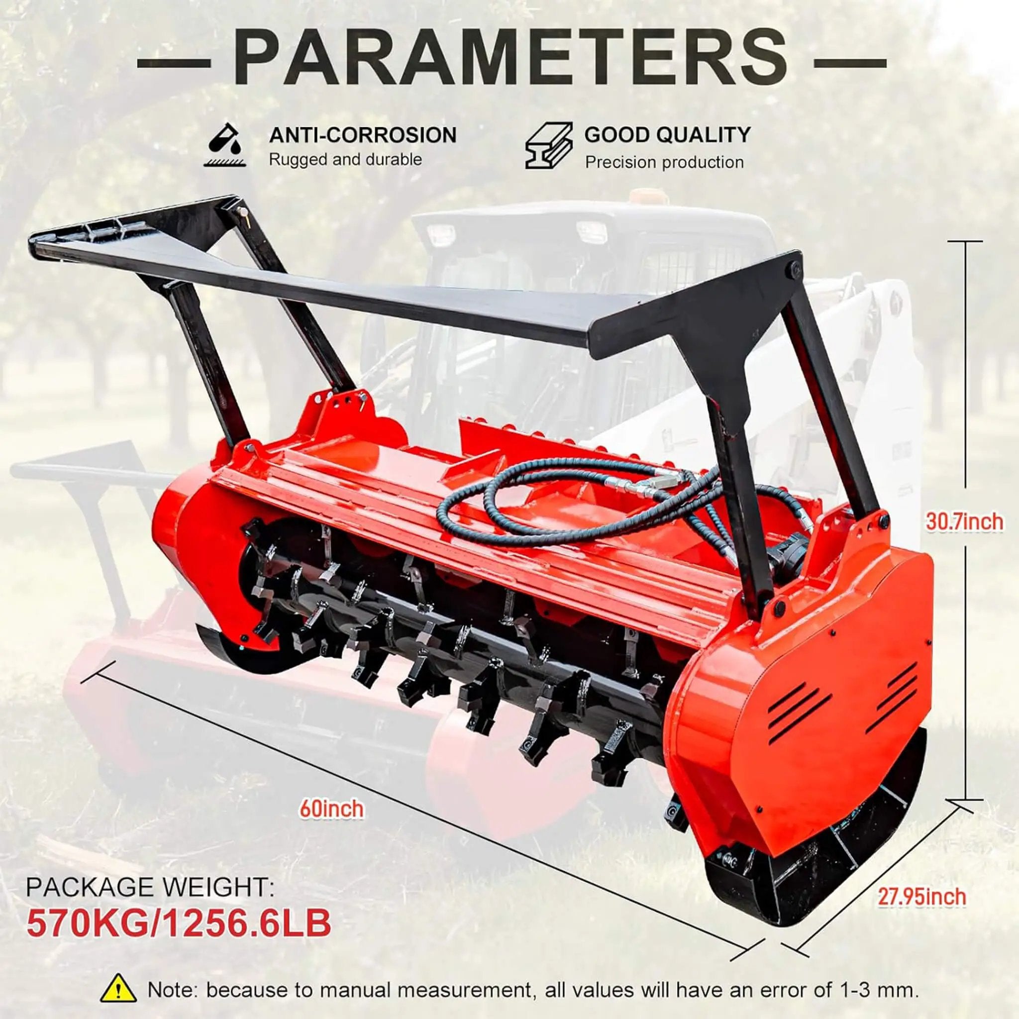 Heavy-Duty 60-Inch Hydraulic Forestry Mulcher Skid Steer Loader Attachment (SAK50792) by SAKSBY WHOLESALE