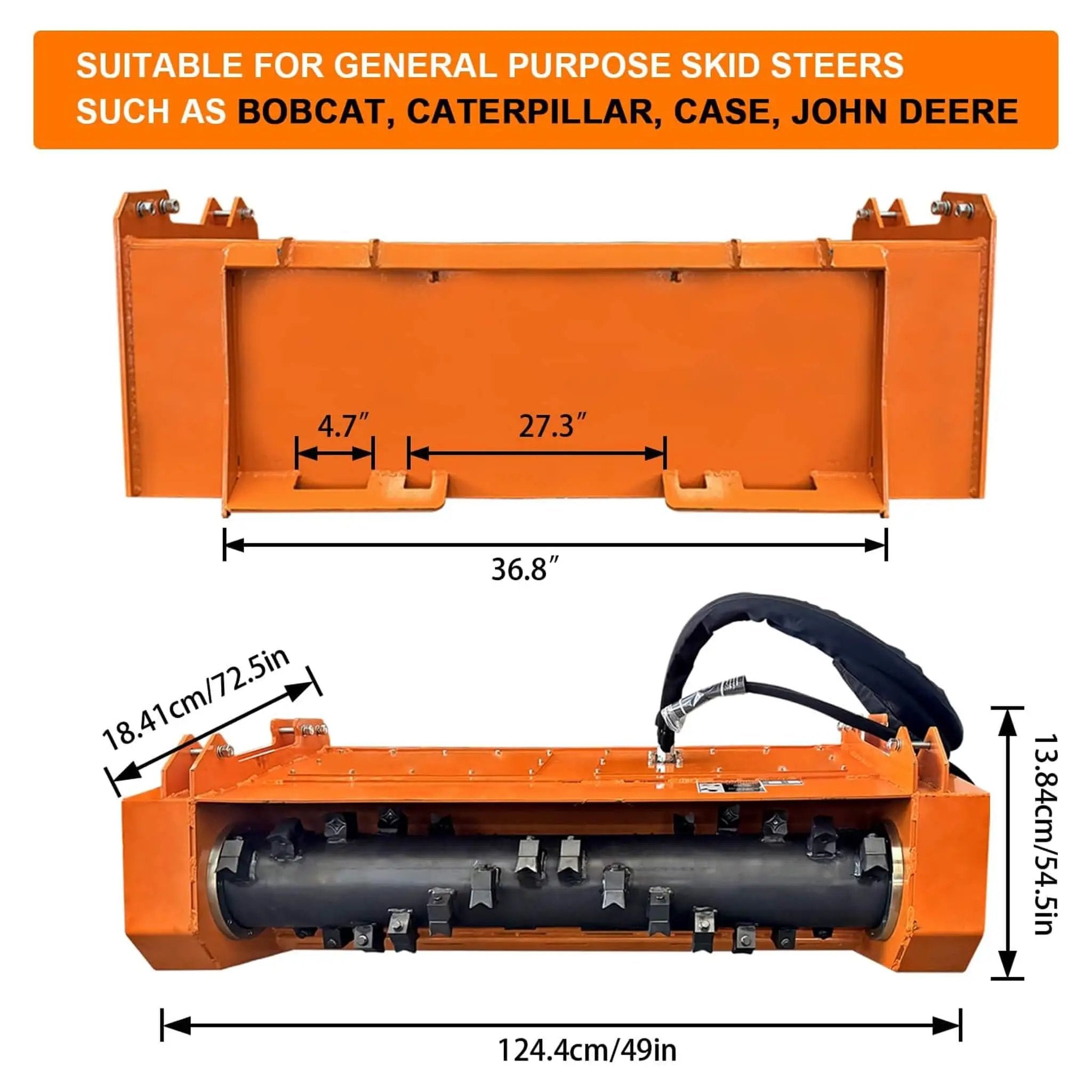 Heavy-Duty 60-Inch Hydraulic Skid Steer Loader Forestry Mulcher Attachment (SAK76249) by SAKSBY WHOLESALE