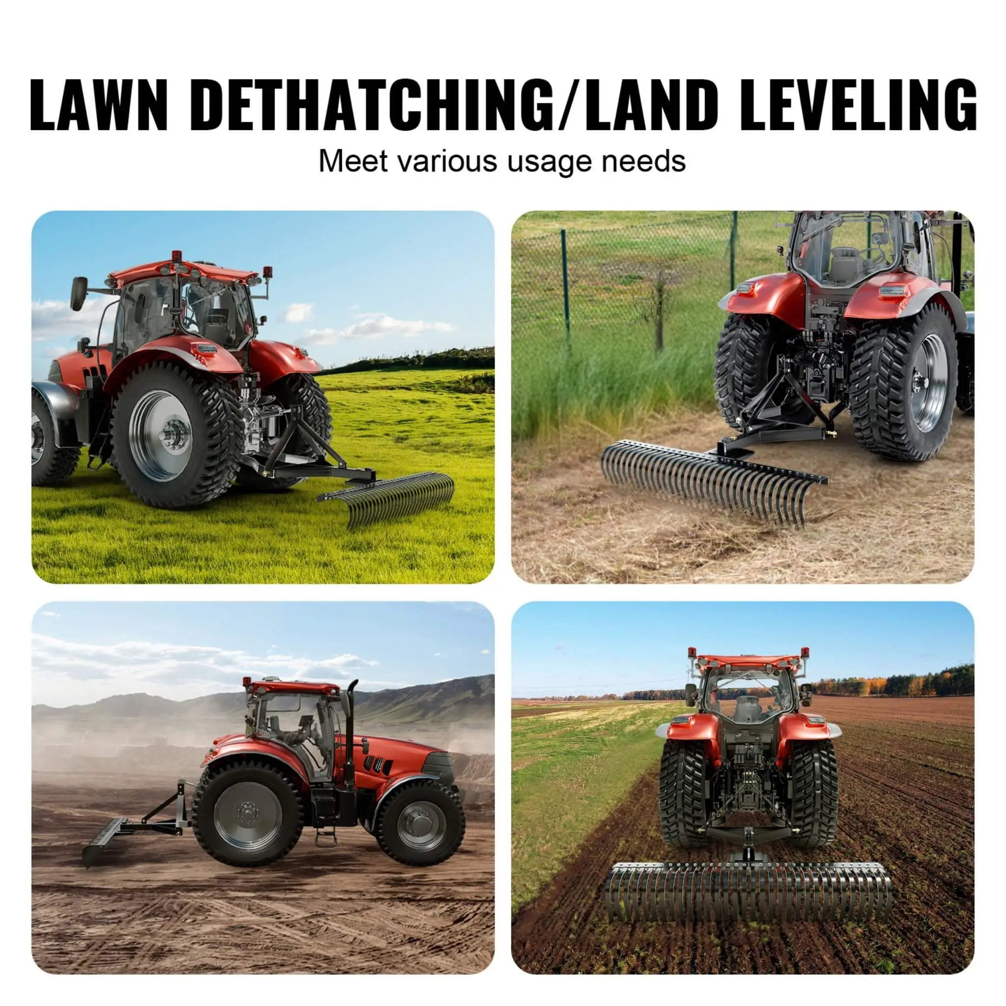 Heavy-Duty 72-Inch 3-Point Tow Behind Tractor Dethatcher Attachment With Steel Tines (SAK79426) by SAKSBY WHOLESALE