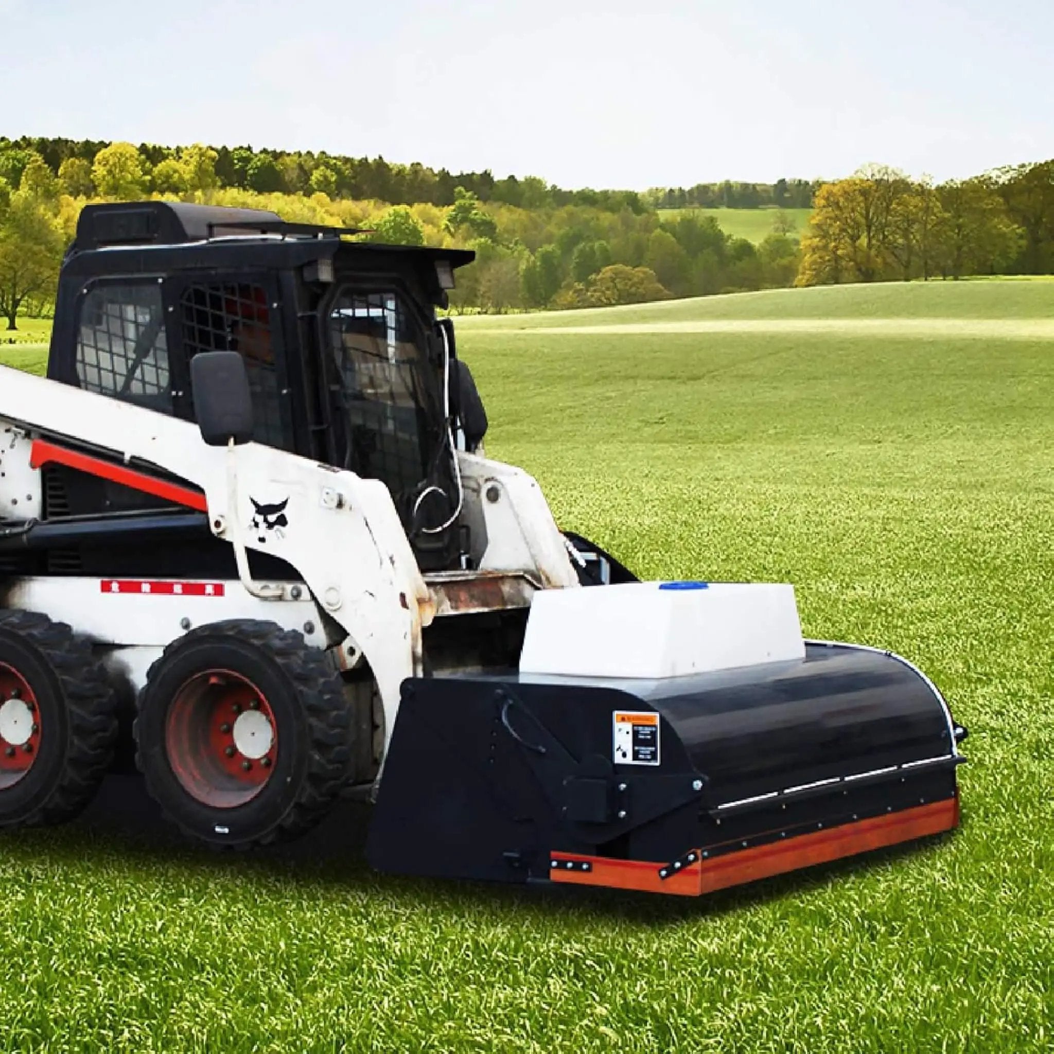 Heavy-Duty 72-Inch Hydraulic Drive Broom Sweeper Skid Steer Attachment With Water Tank (SAK80614) by SAKSBY WHOLESALE