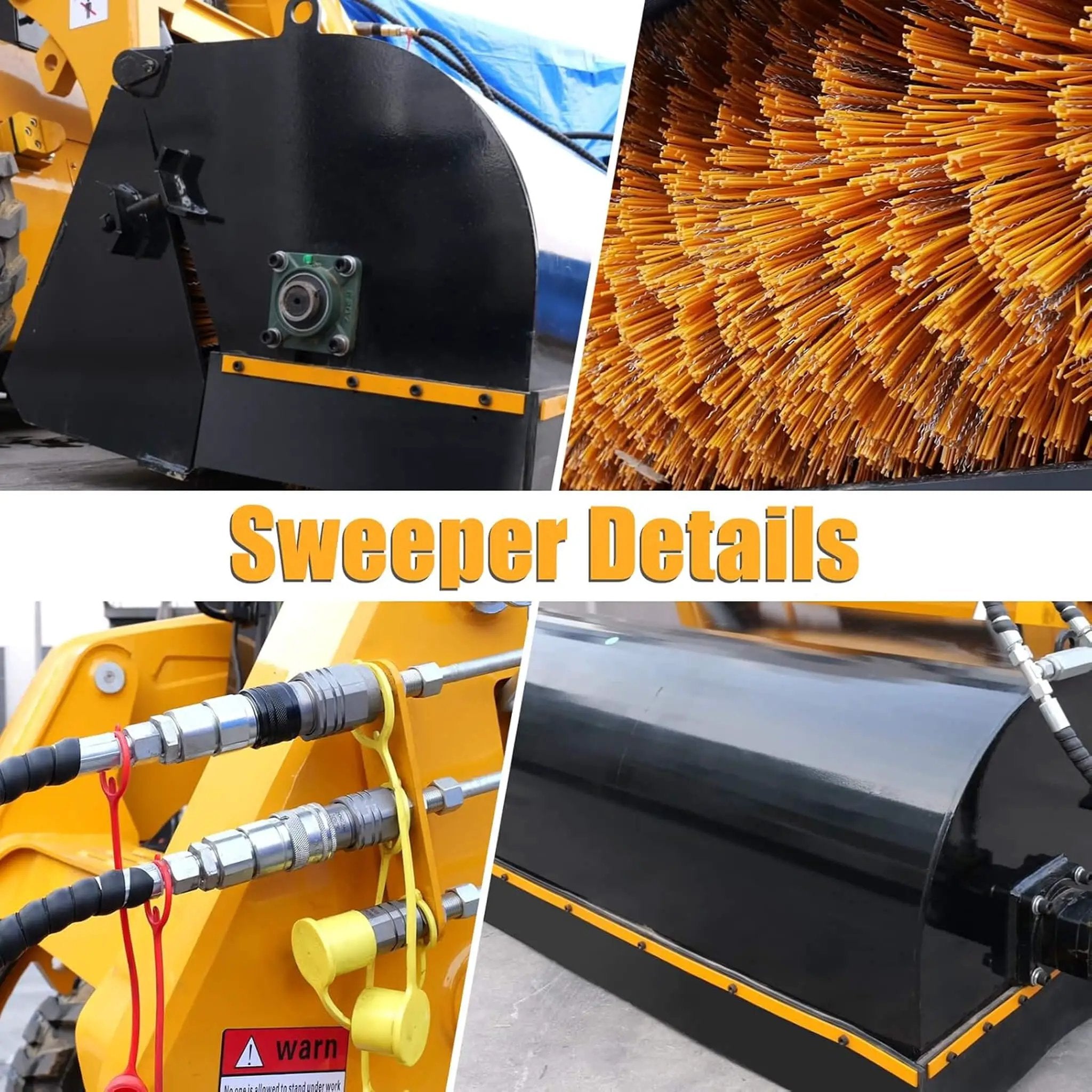 Heavy-Duty 72-Inch Industrial Skid Steer Sweeper Attachment (SAK87013) by SAKSBY WHOLESALE