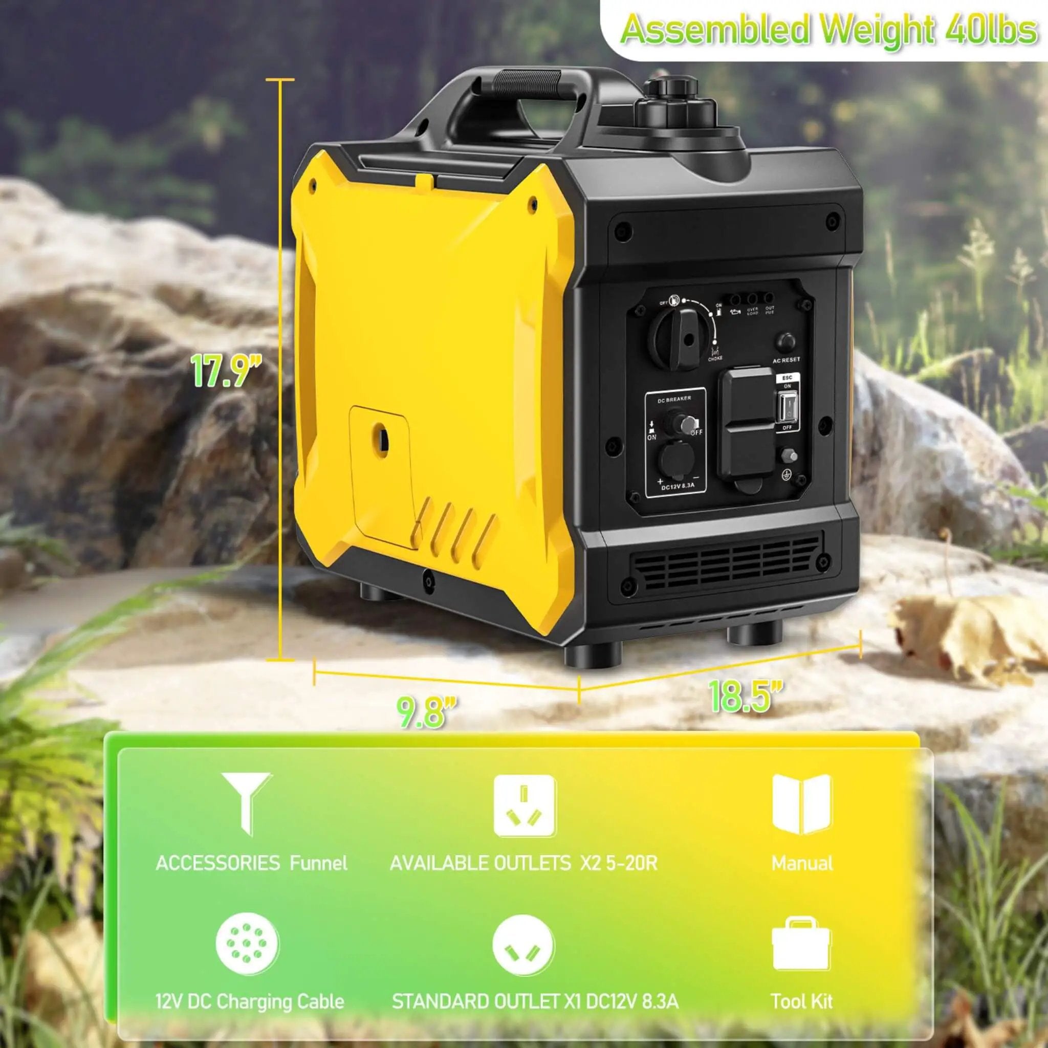 Heavy-Duty 79CC Ultra Quiet 2000W Portable Inverter Gas Generator (SAK75290) by SAKSBY WHOLESALE