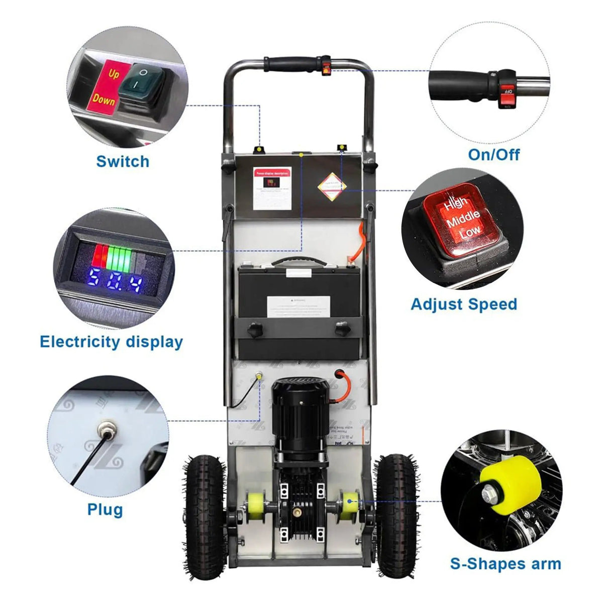 Heavy-Duty 880LBS Electric Motorized Stair Climbing Hand Truck Dolly (SAK72821) by SAKSBY WHOLESALE
