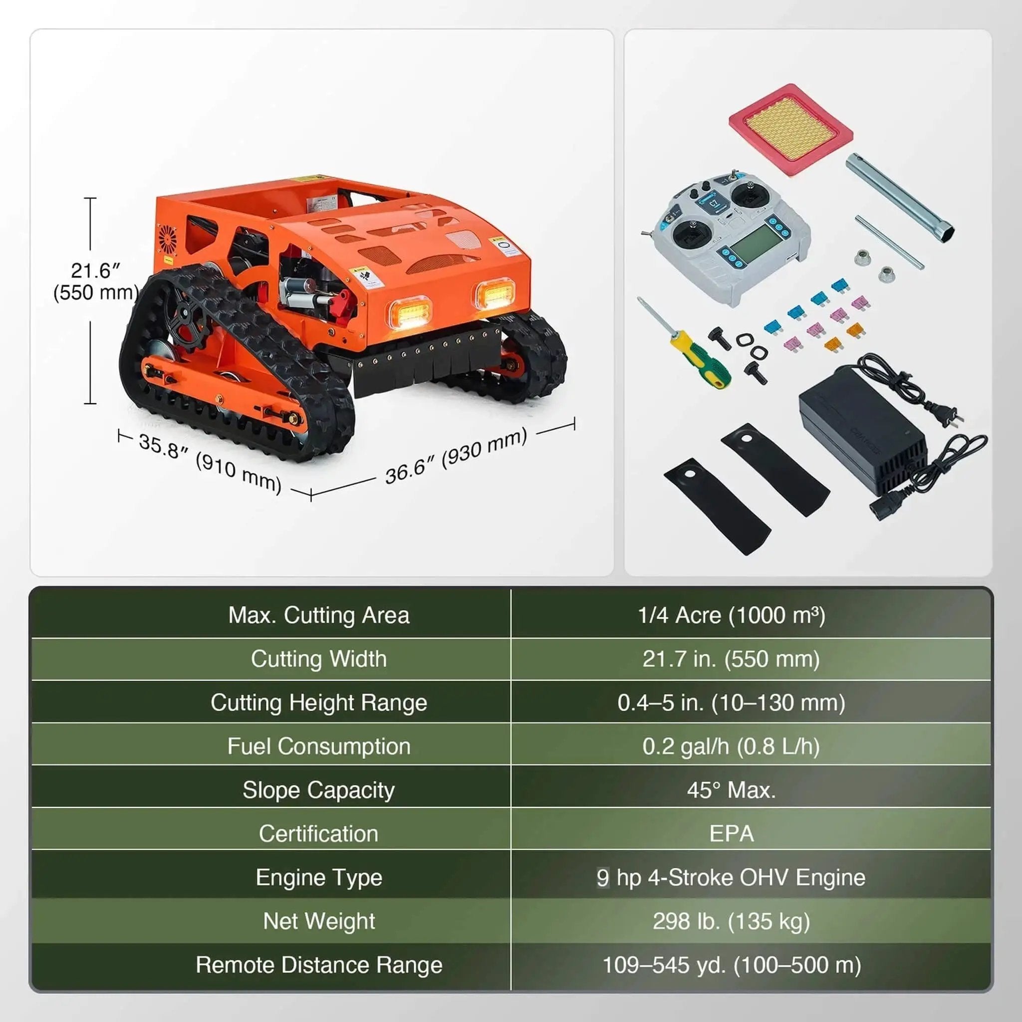 Heavy-Duty 9HP Commercial Remote-Controlled Gasoline-Powered Mower (SAK92146) by SAKSBY WHOLESALE