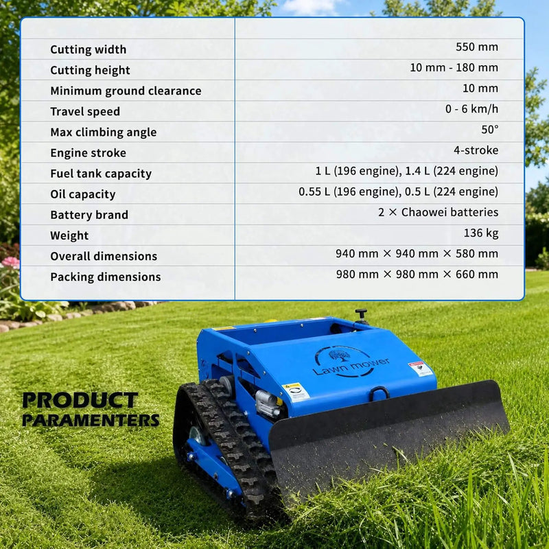 Heavy-Duty 9HP Remote-Controlled Track Gas Lawn Mower With Snow Plow (SAK71268) by SAKSBY WHOLESALE