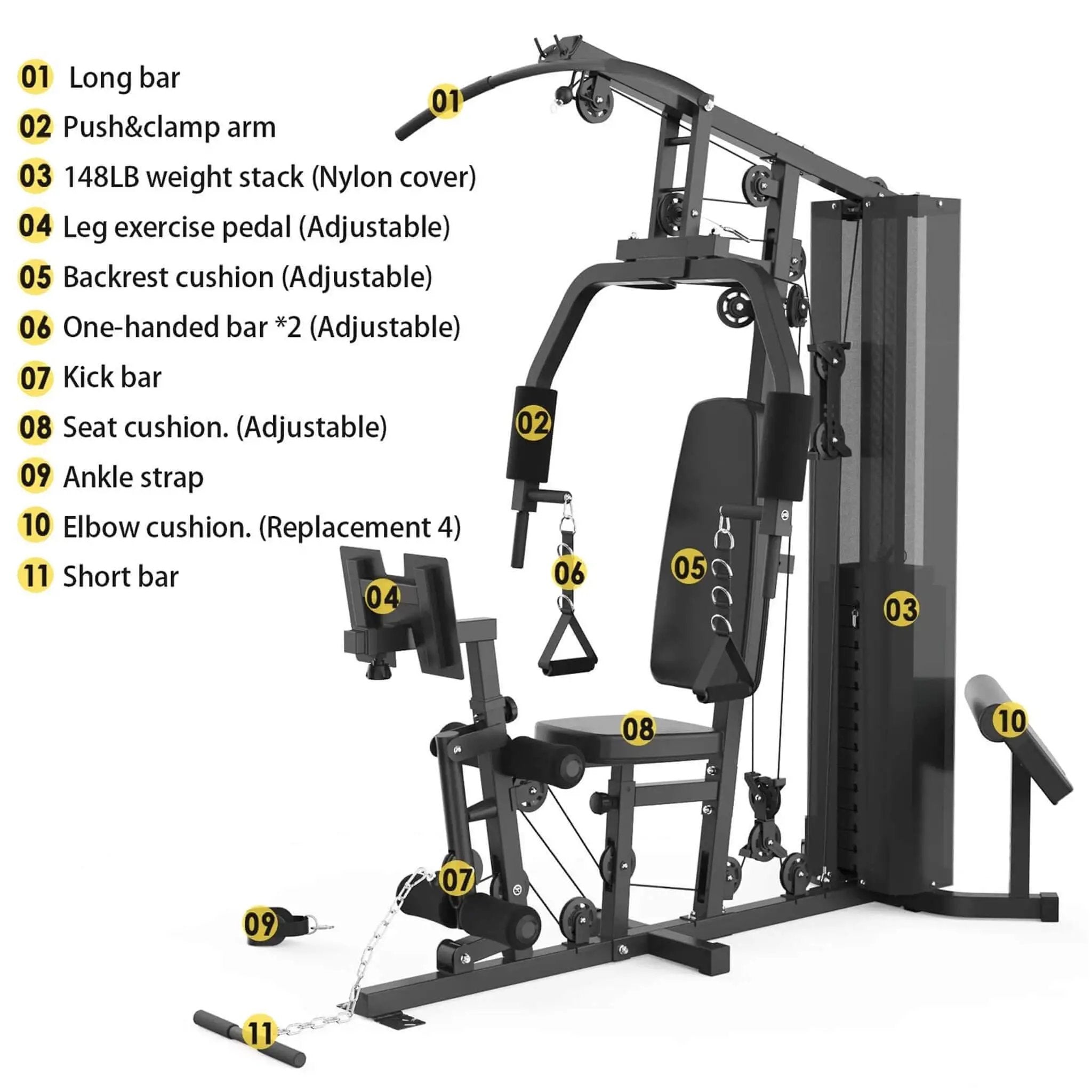 Rovix Heavy-Duty All-In-One Home Gym Workout Station For Full Body Strength Training, 150LBS (SAK12959) by SAKSBY WHOLESALE