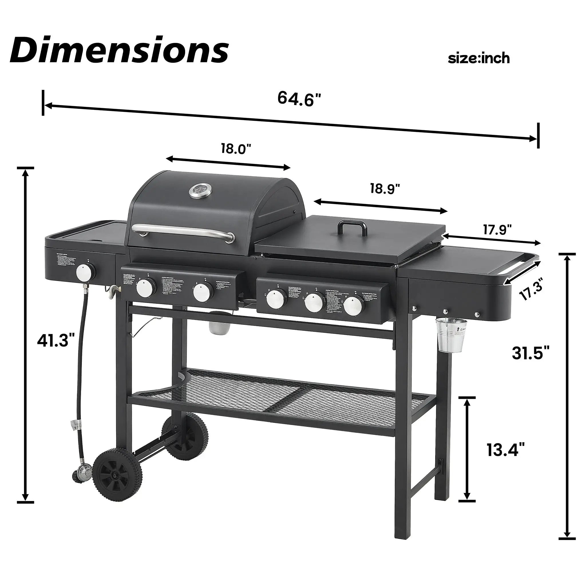 Castelle Flame Heavy-Duty All-In-One Outdoor 5-Burner 56K BTU Liquid Propane Grill (SAK57124) by SAKSBY WHOLESALE