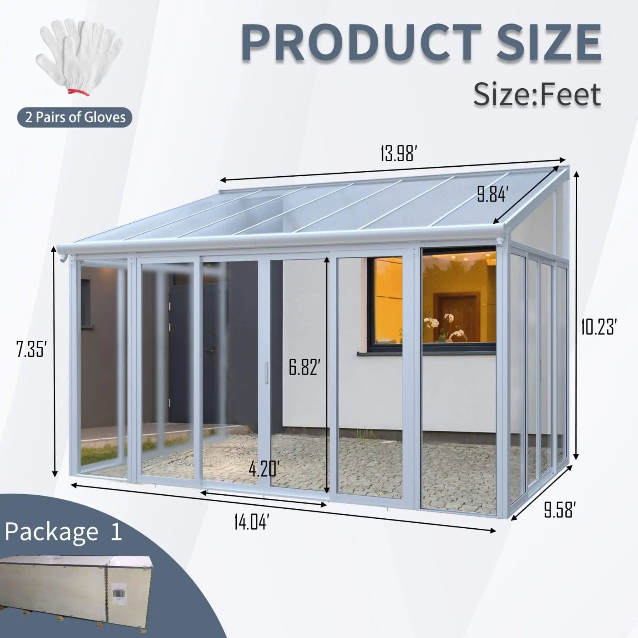 [10X14FT] Alora Lumina Heavy-Duty All-Season Aluminum Alloy Patio Sunroom With 3 Lockable Sliding Doors (SAK62713) by SAKSBY WHOLESALE