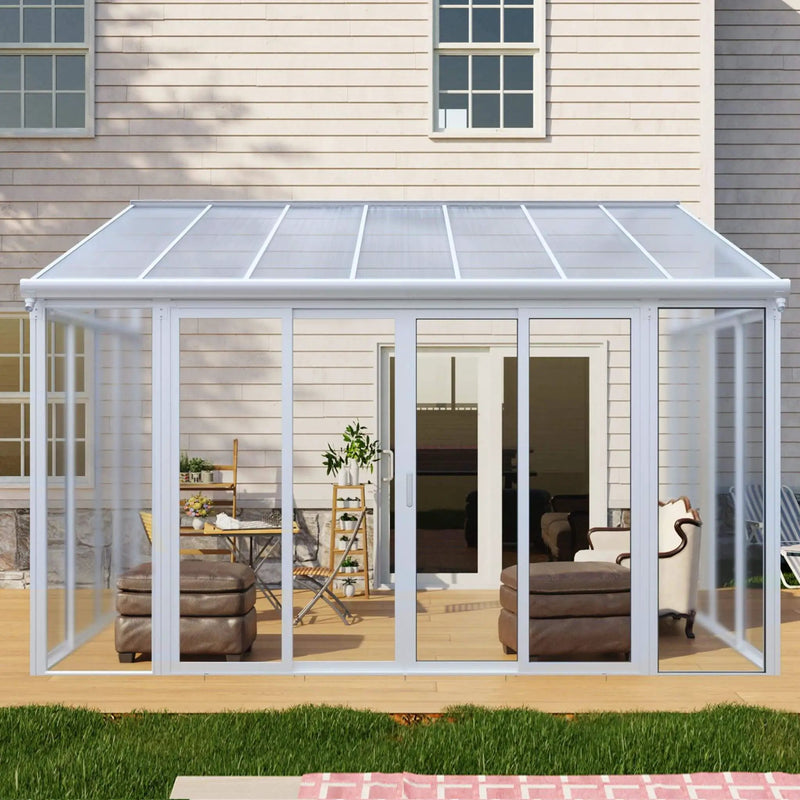 [10X14FT] Alora Lumina Heavy-Duty All-Season Aluminum Alloy Patio Sunroom With 3 Lockable Sliding Doors (SAK62713) by SAKSBY WHOLESALE
